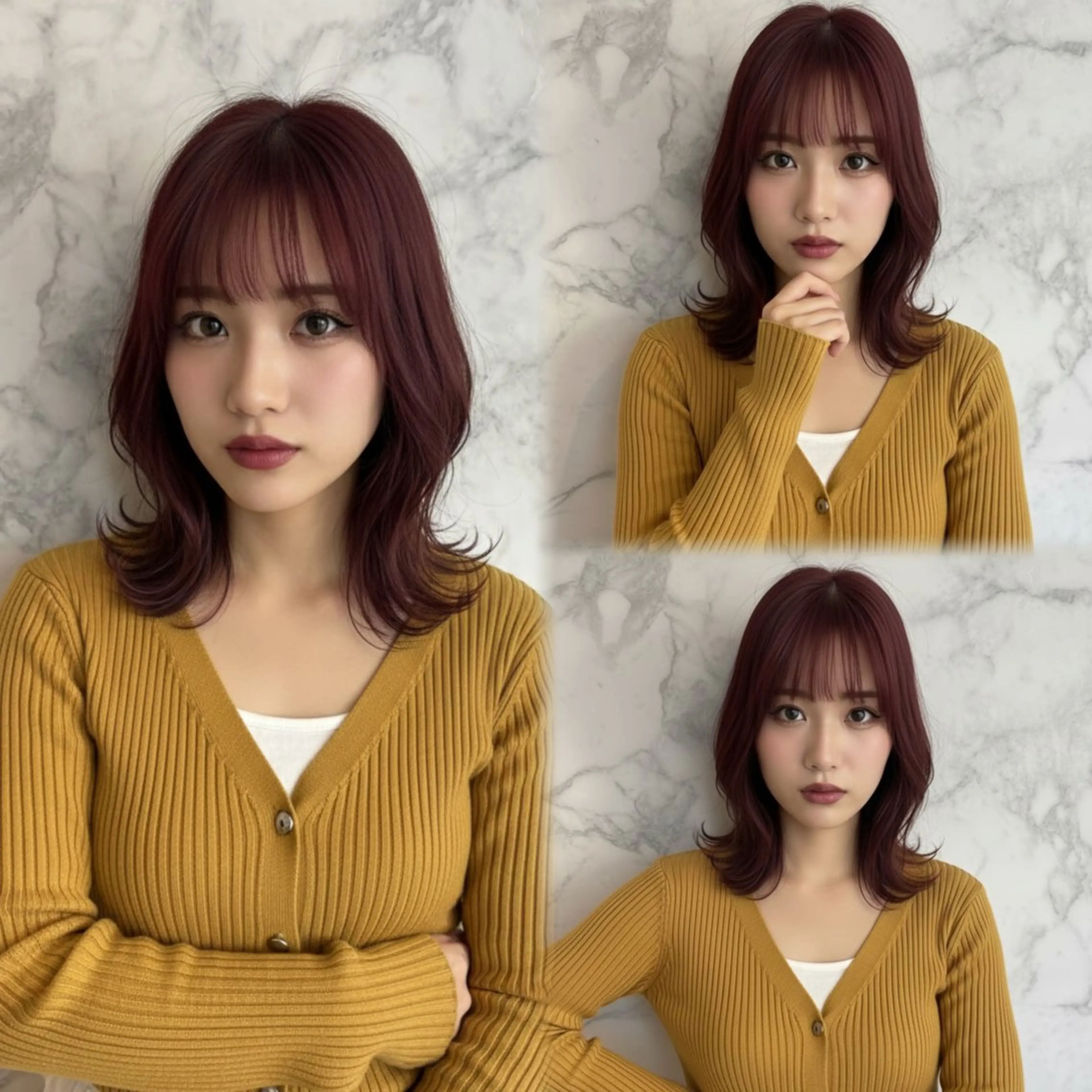 ミディアム カラー ヘアカラー トリートメント 🍒しの🍒 ハイトーン/カットのヘアスタイル