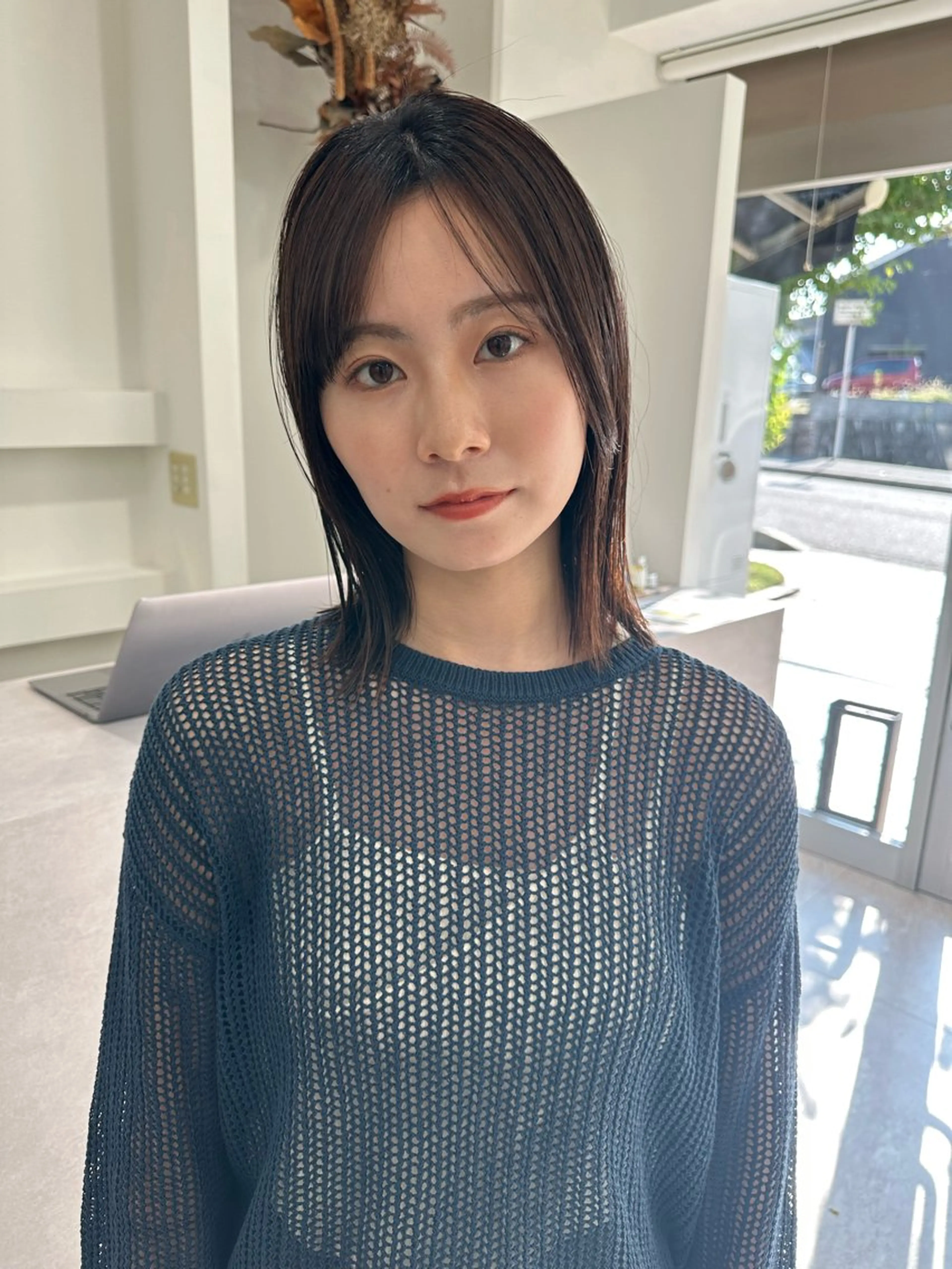 ミディアム ボブ 縮毛矯正 カット トリートメント 笹田 寛明のヘアスタイル