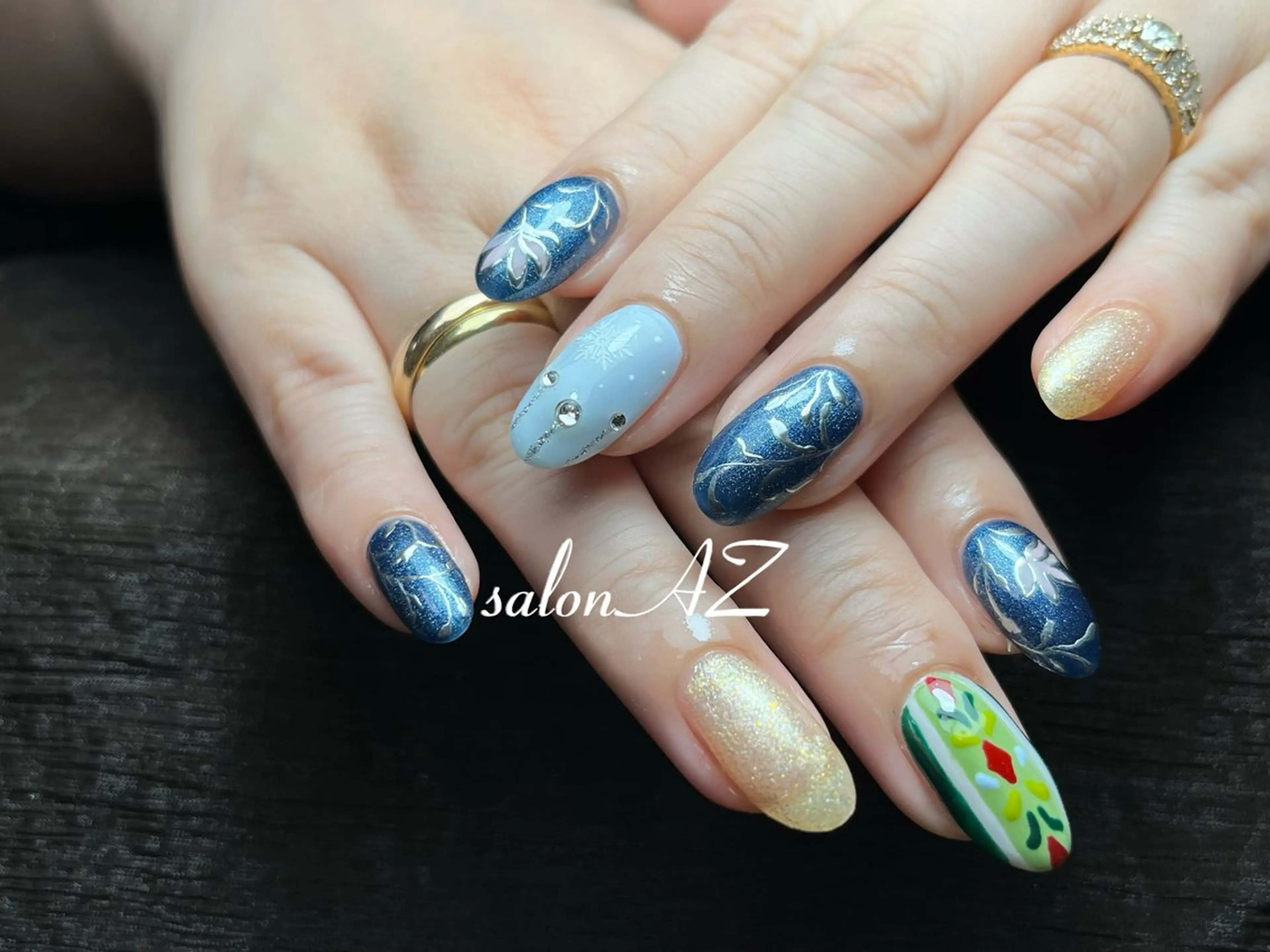 ネイル 長さ出し フットネイル フレンチネイル ジェルネイル マグネットネイル ハンドネイル salon AZのネイルデザイン