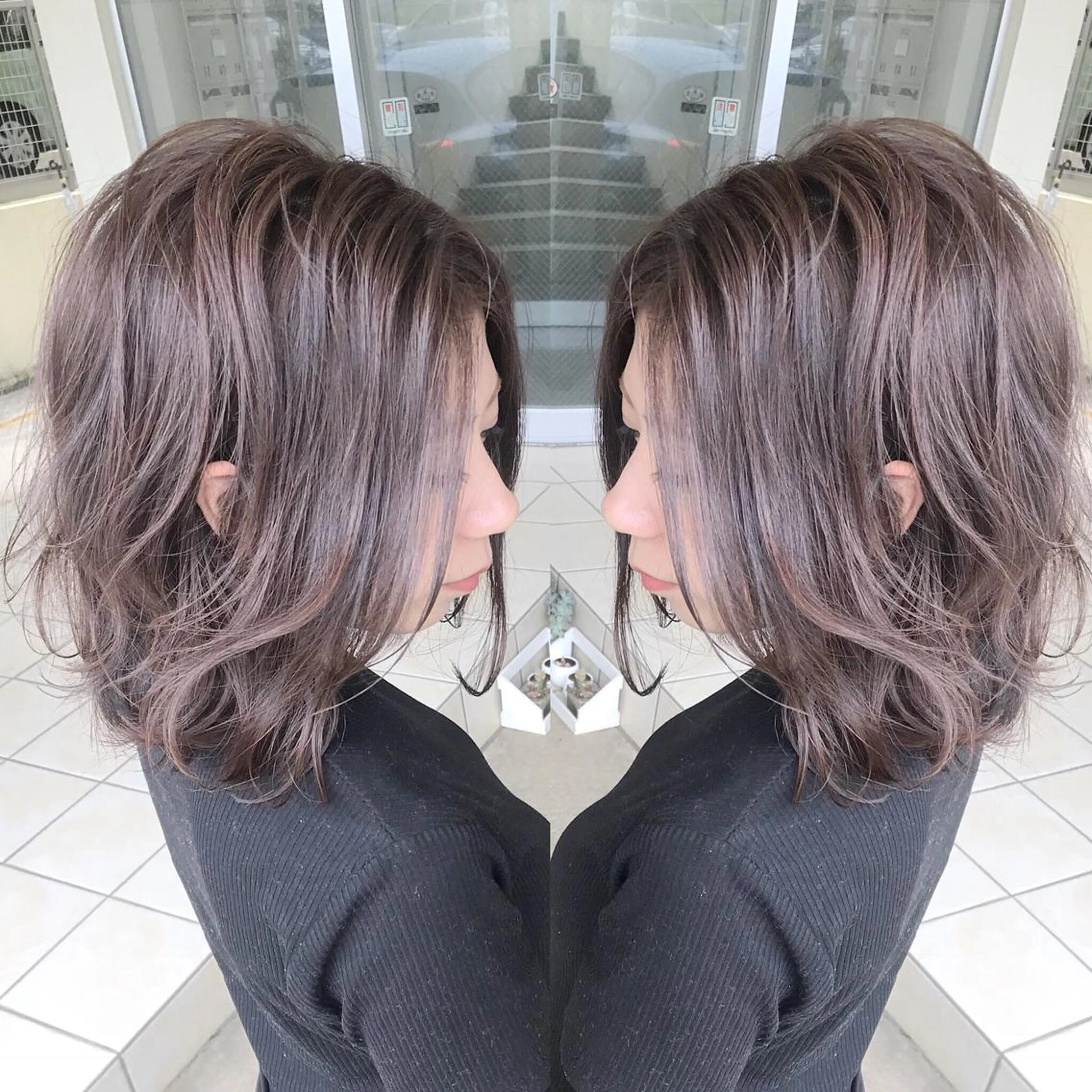 ミディアム カラー グレージュ ラベンダーカラー ラベンダーグレージュ ラベンダーグレー カット ヘアカラー grand juteのヘアスタイル