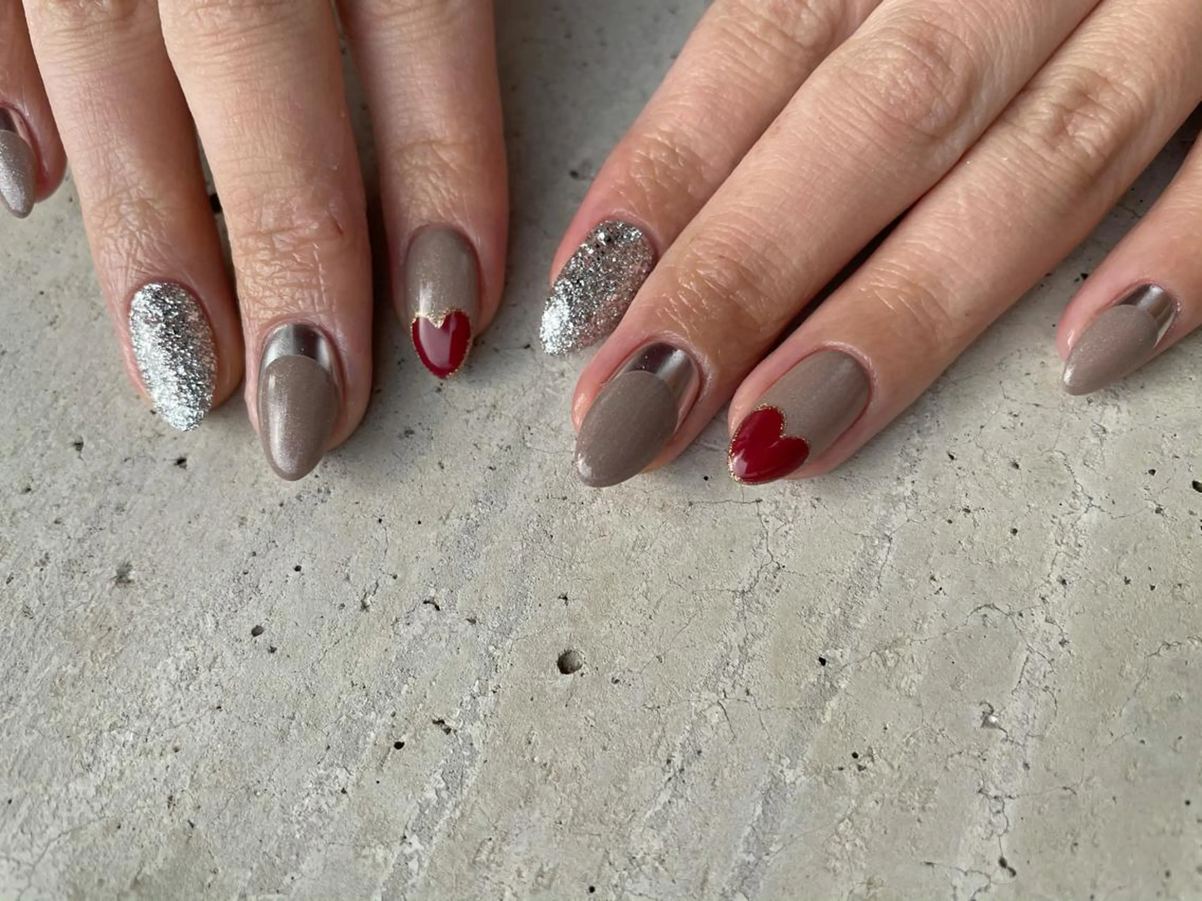 キッズ ネイル フレンチネイル ハート ミラーネイル feey ⁑erinaのネイルデザイン