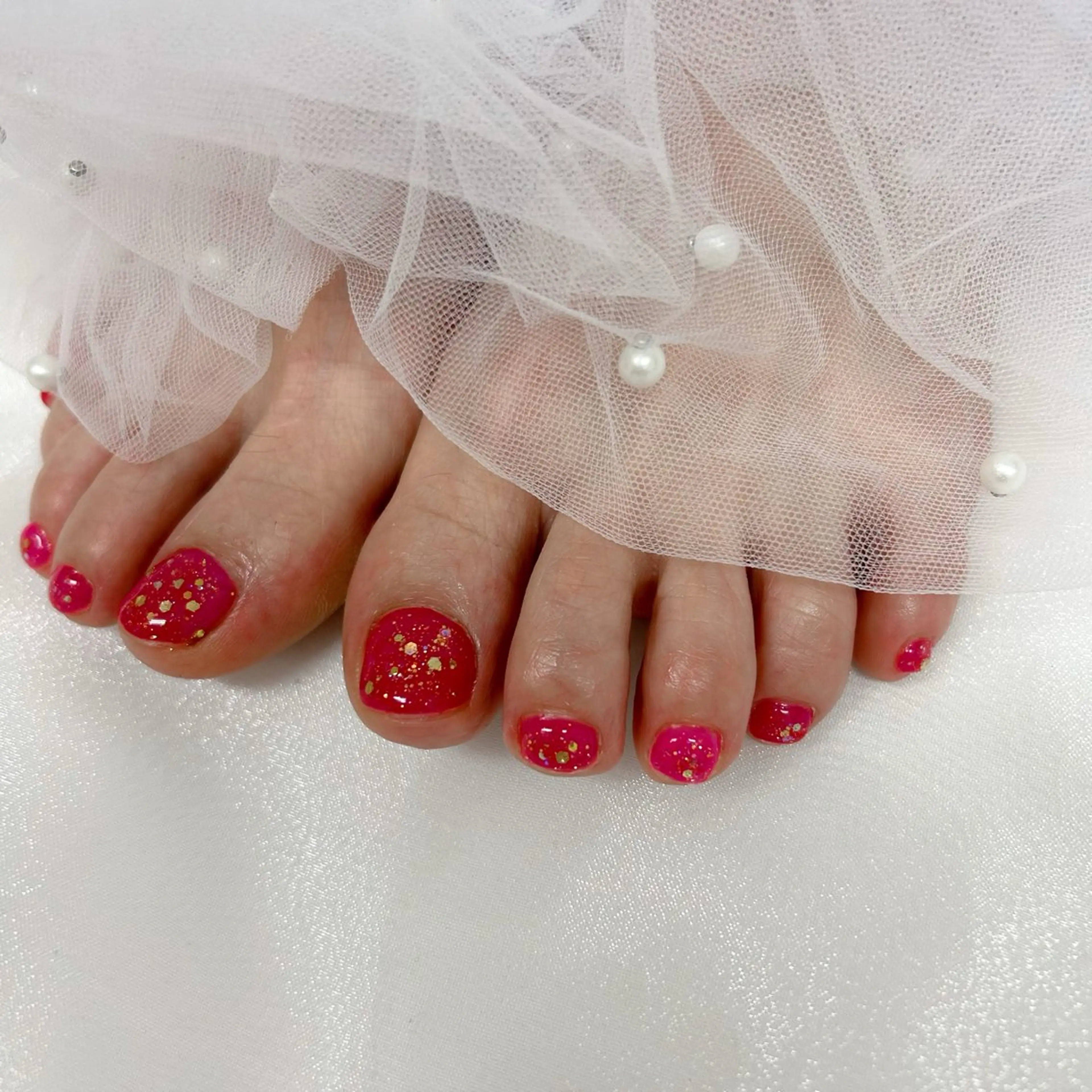 ネイル フラッシュネイル キラキラネイル ピンク nico +所属・nico + 鷲野のネイルデザイン