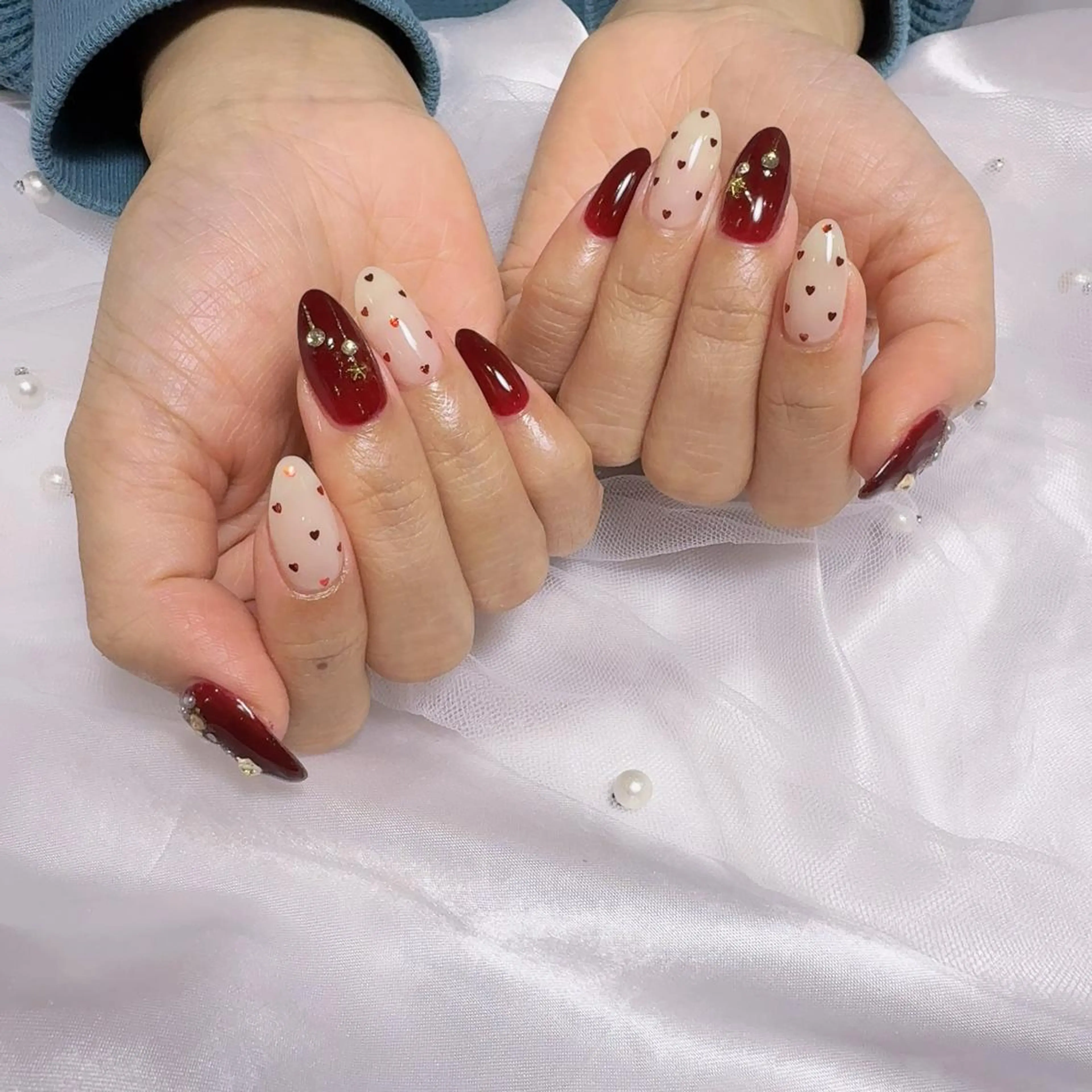 ネイル アートネイル フラッシュネイル フレンチネイル ジェルネイル ガラスフレンチ M2 BEAUTY ネイル　サロンのネイルデザイン