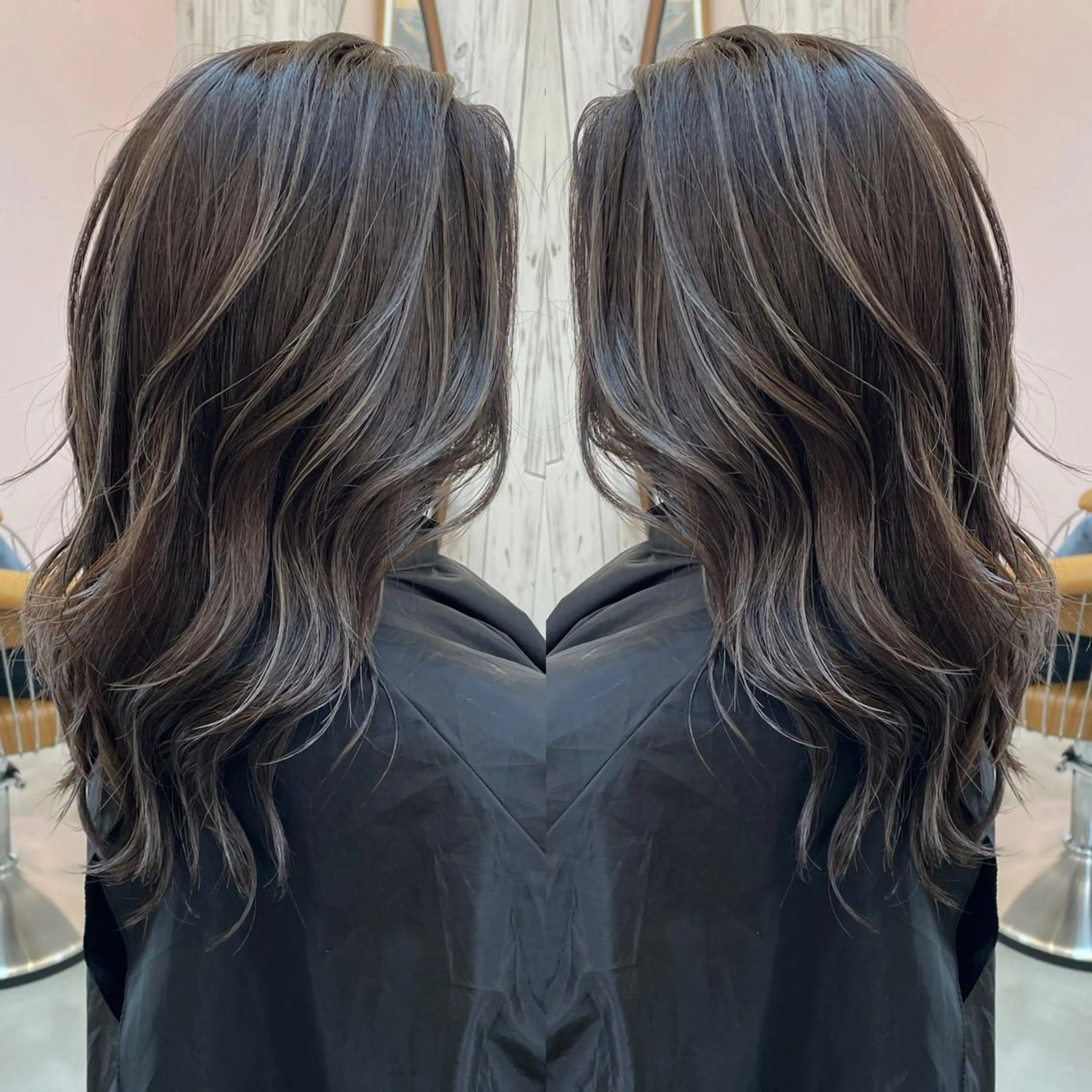 ミディアム カラー 縮毛/レイヤー 韓国/橋口のヘアスタイル