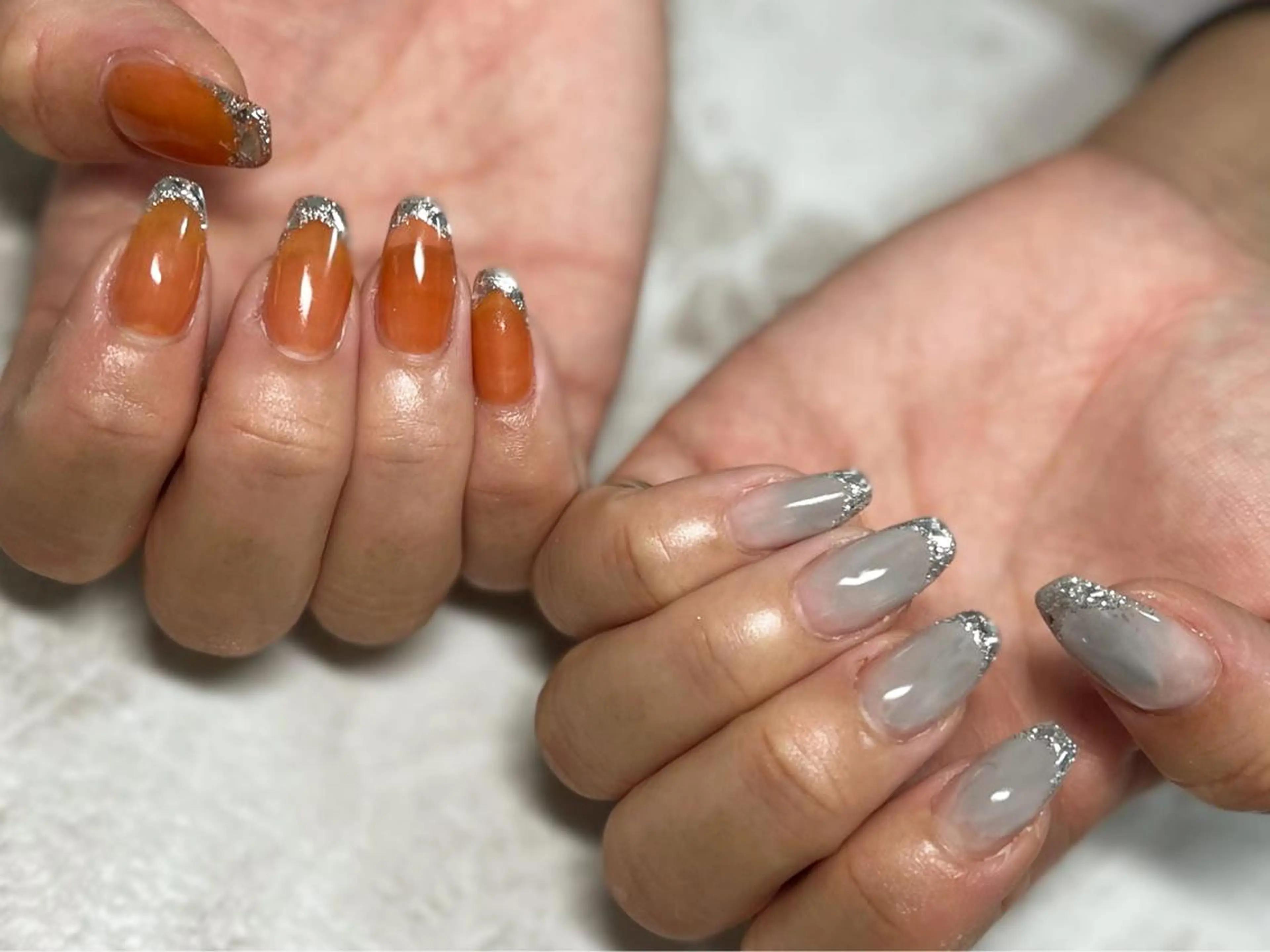 ネイル フットネイル フレンチネイル ガラスフレンチ ニュアンスネイル シンプルネイル ネイル フフラ所属・nail fufla ♡yamane♡のネイルデザイン