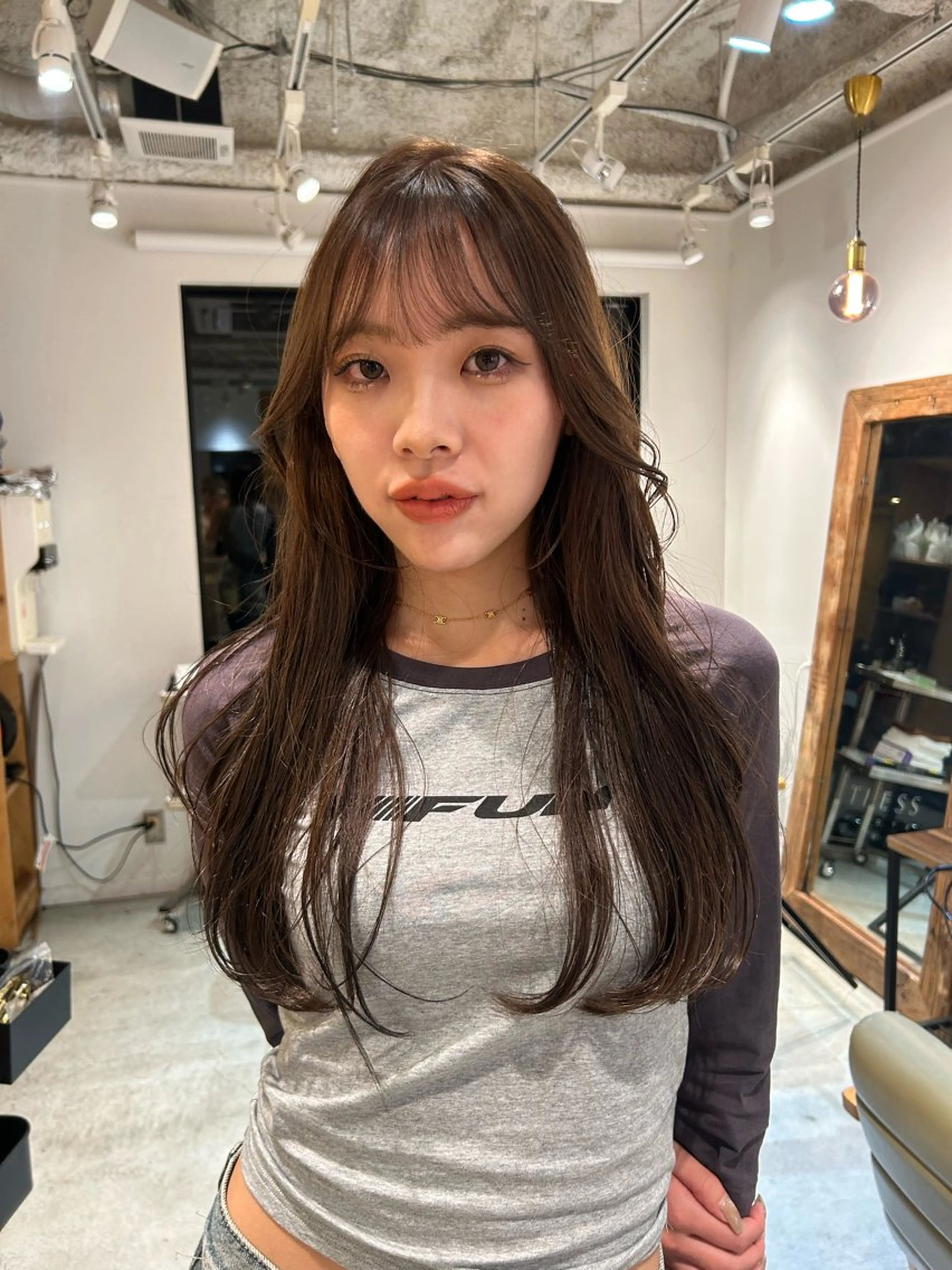 ロング カラー パーマ レイヤー/透明感/ ブリーチなし/わかなのヘアスタイル