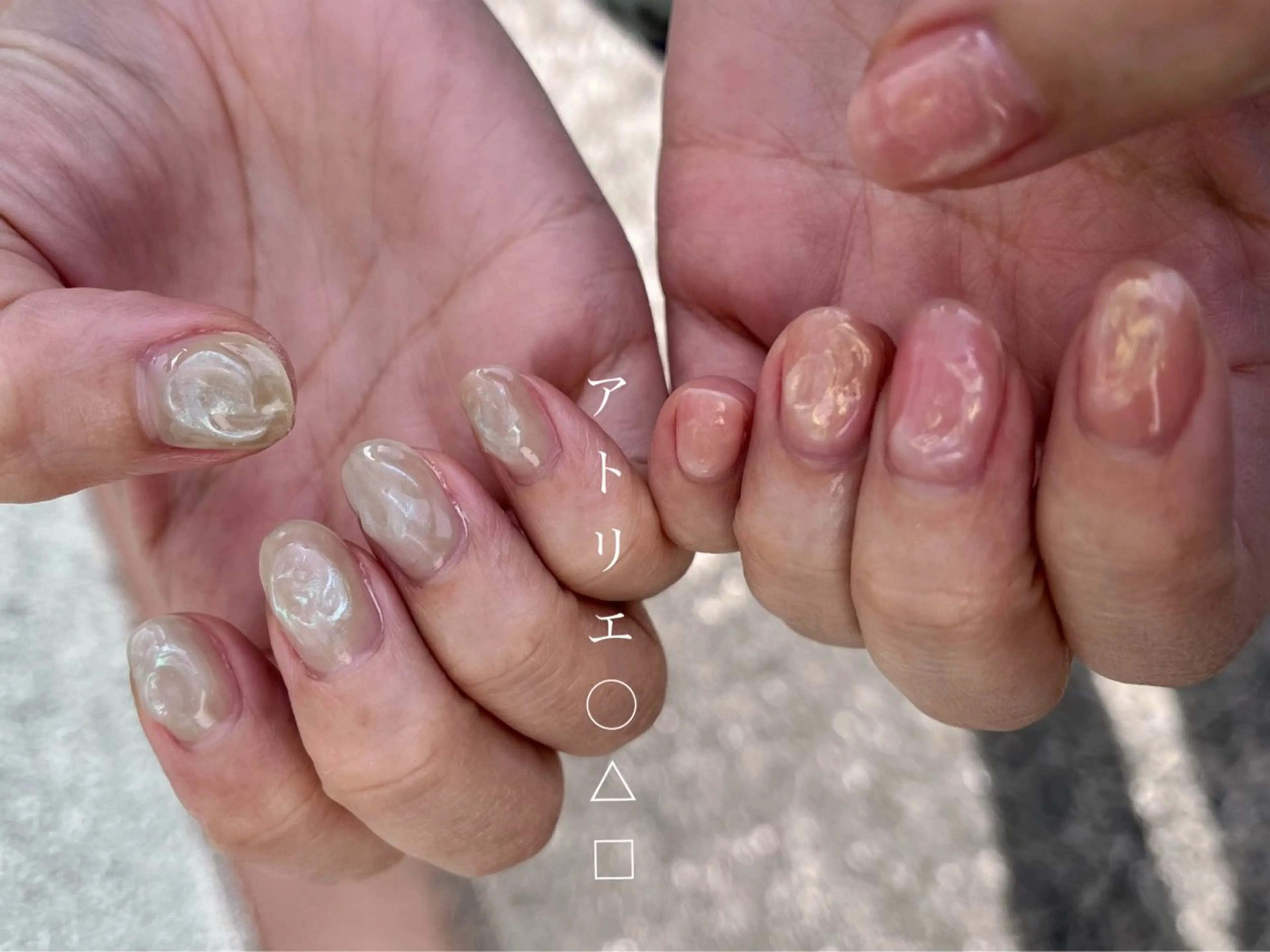ネイル 氷ネイル・うるうるネイル ハンドネイル アトリエ ○△□のネイルデザイン