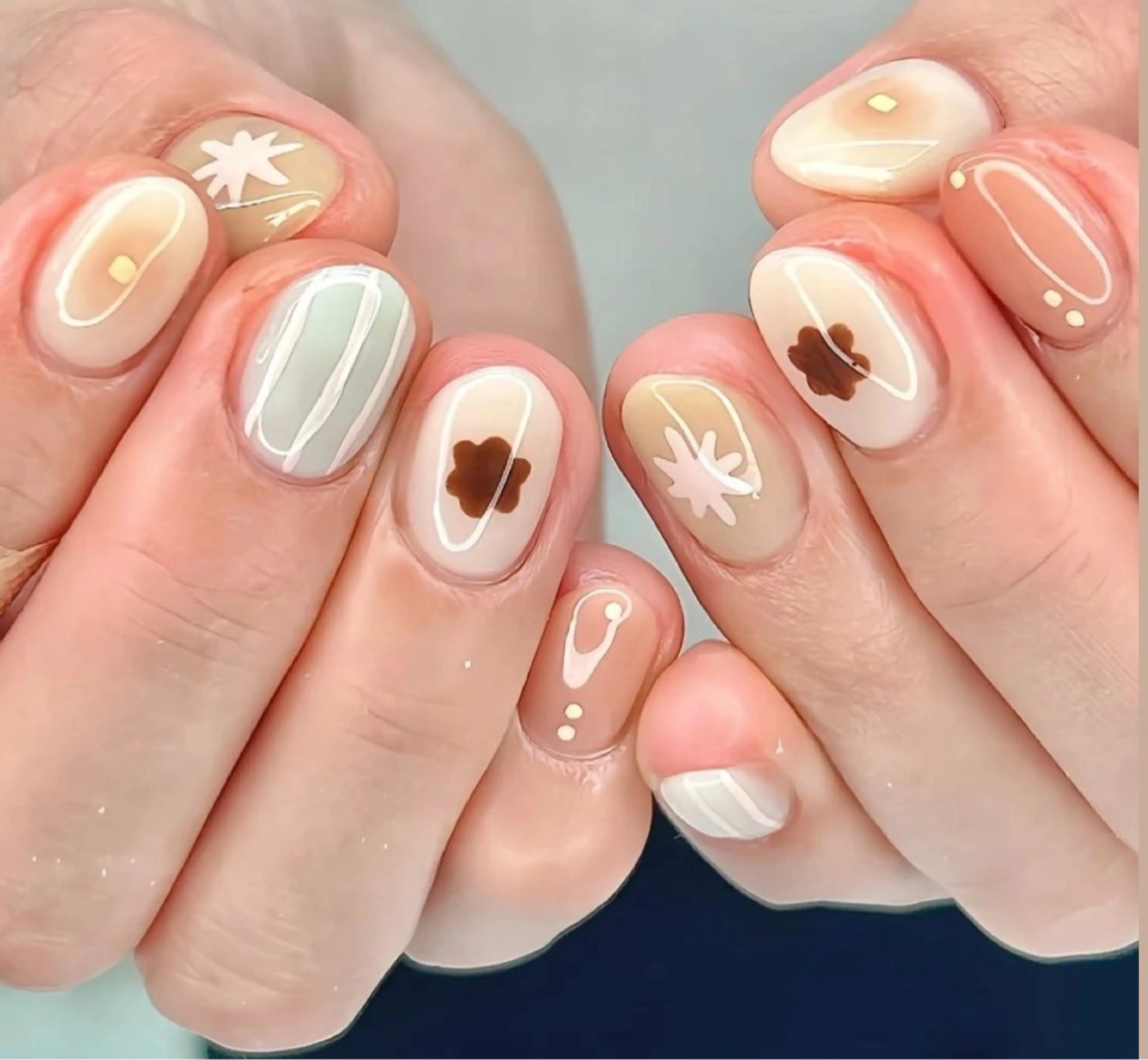 ネイル 韓国ネイル 持ち込み ニュアンスネイル ネイルチップ ハンドネイル TABI ANA.CHUOのネイルデザイン