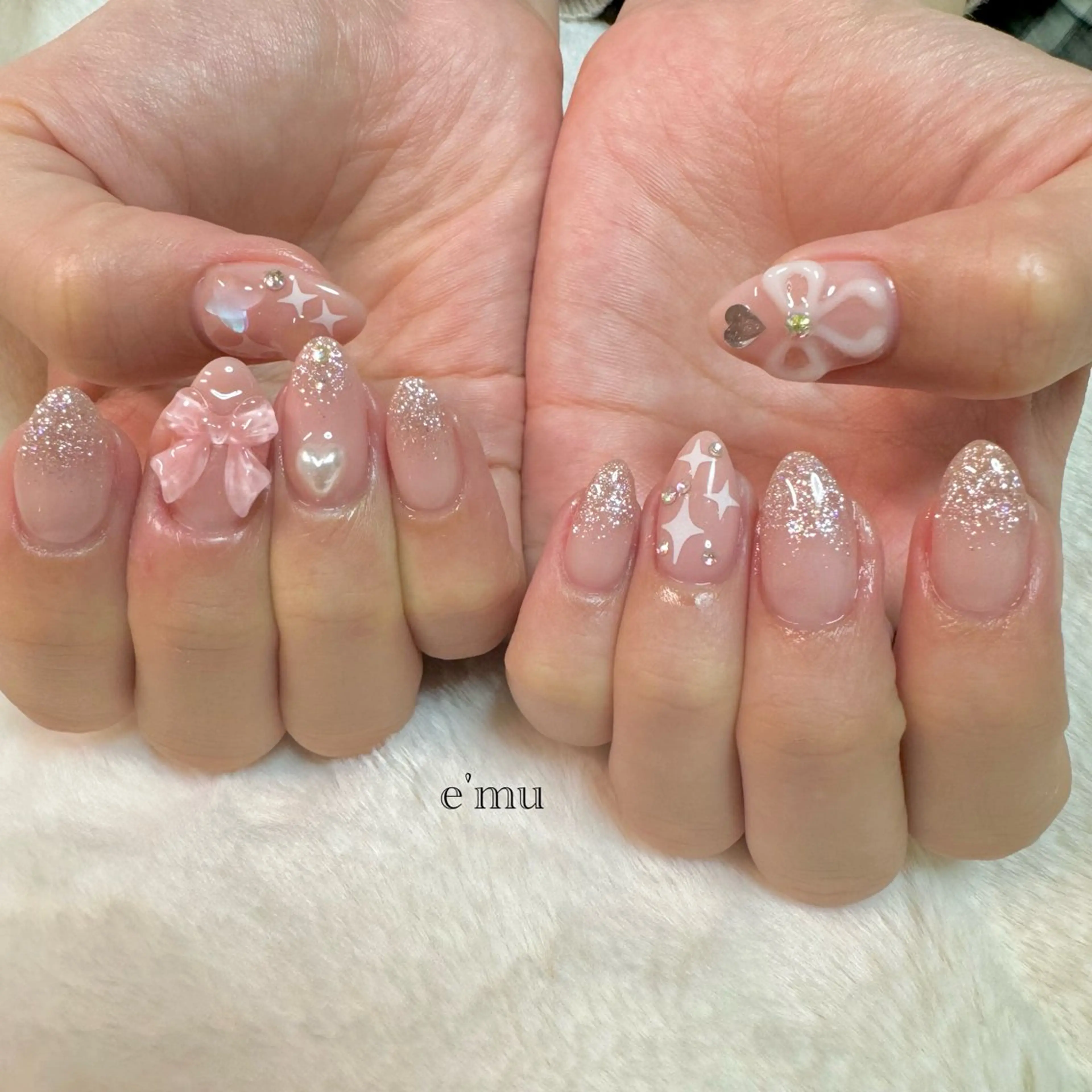 ネイル ガーリー ピンク ハンドネイル nail salon e'mu💐のネイルデザイン