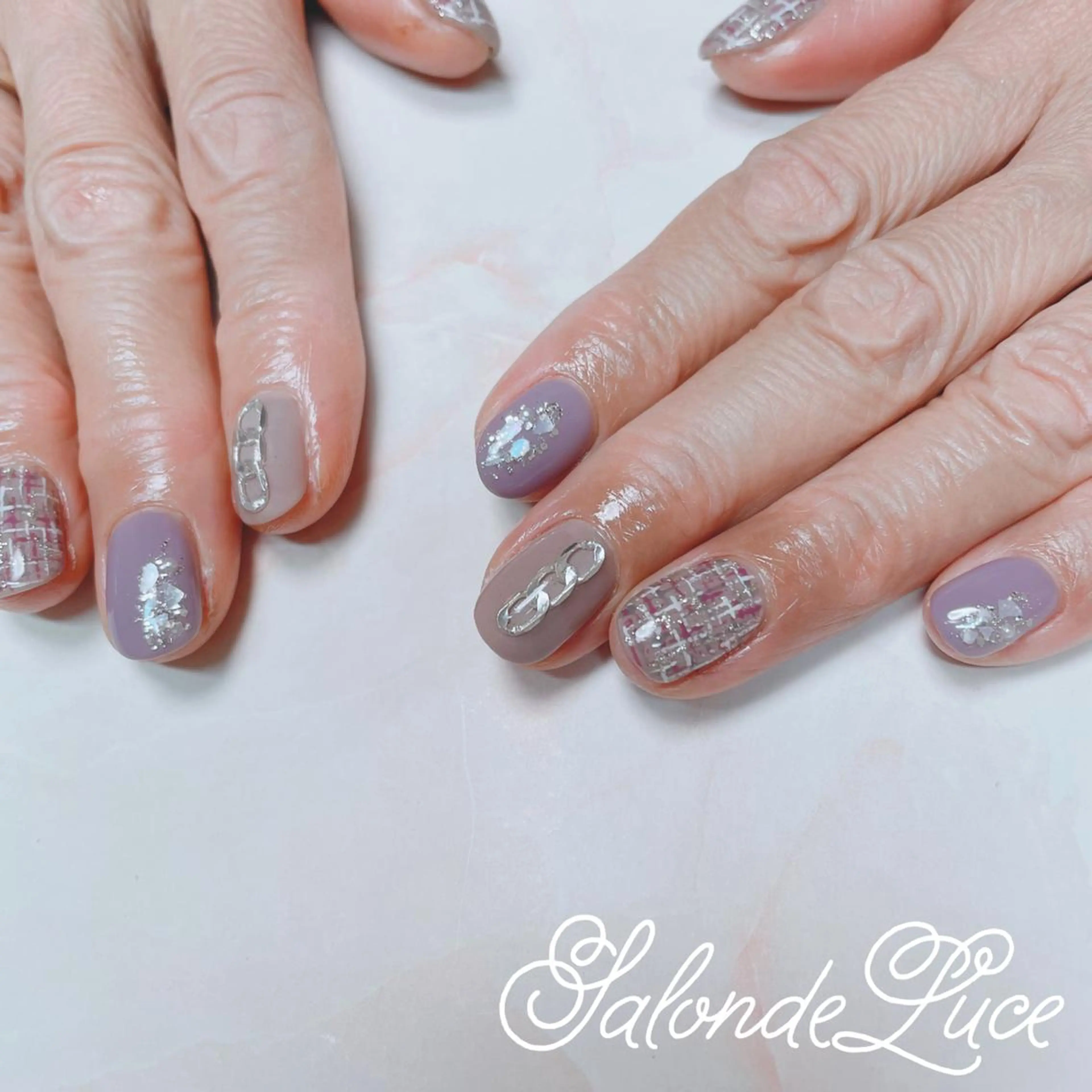 ネイル ツイードネイル ハンドネイル Salon de Luceのネイルデザイン
