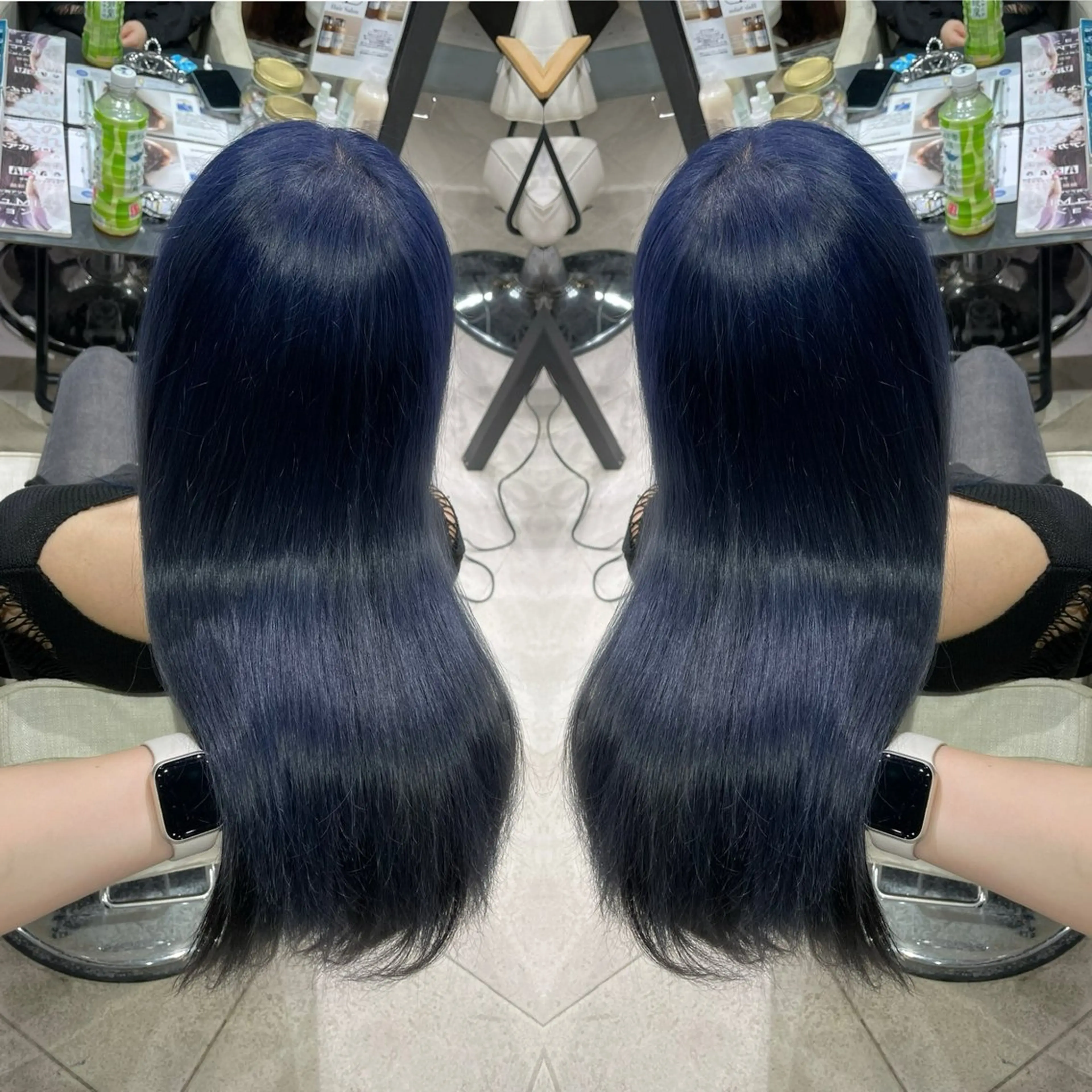 ロング カラー ブルーカラー ダブルカラー エクステ ヘアカラー 🦋美髪／エクステ 🦋アベイクミのヘアスタイル