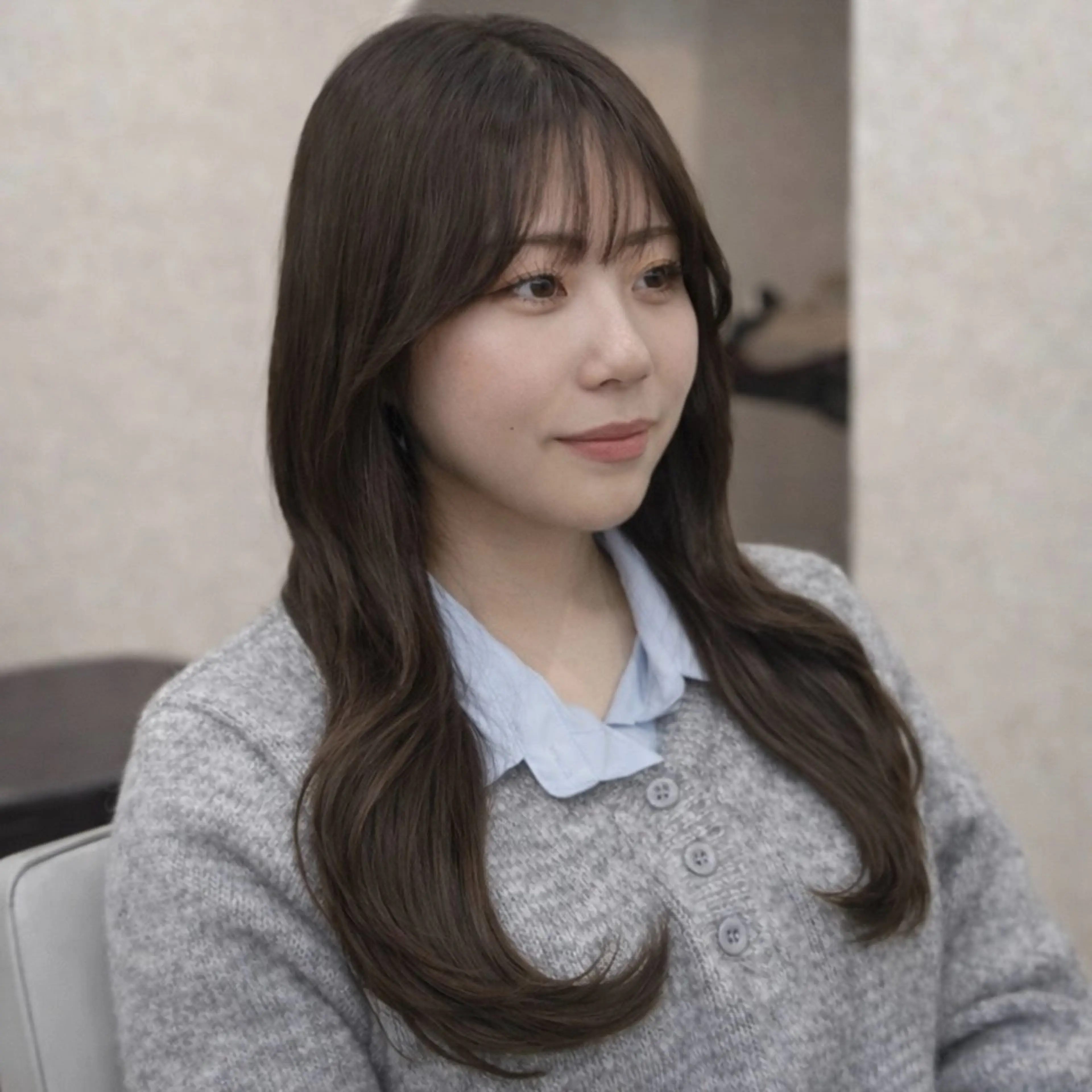 セミロング カット トリートメント ✨韓国ヘア✨ レイヤー✂️鎌倉楓麻のヘアスタイル