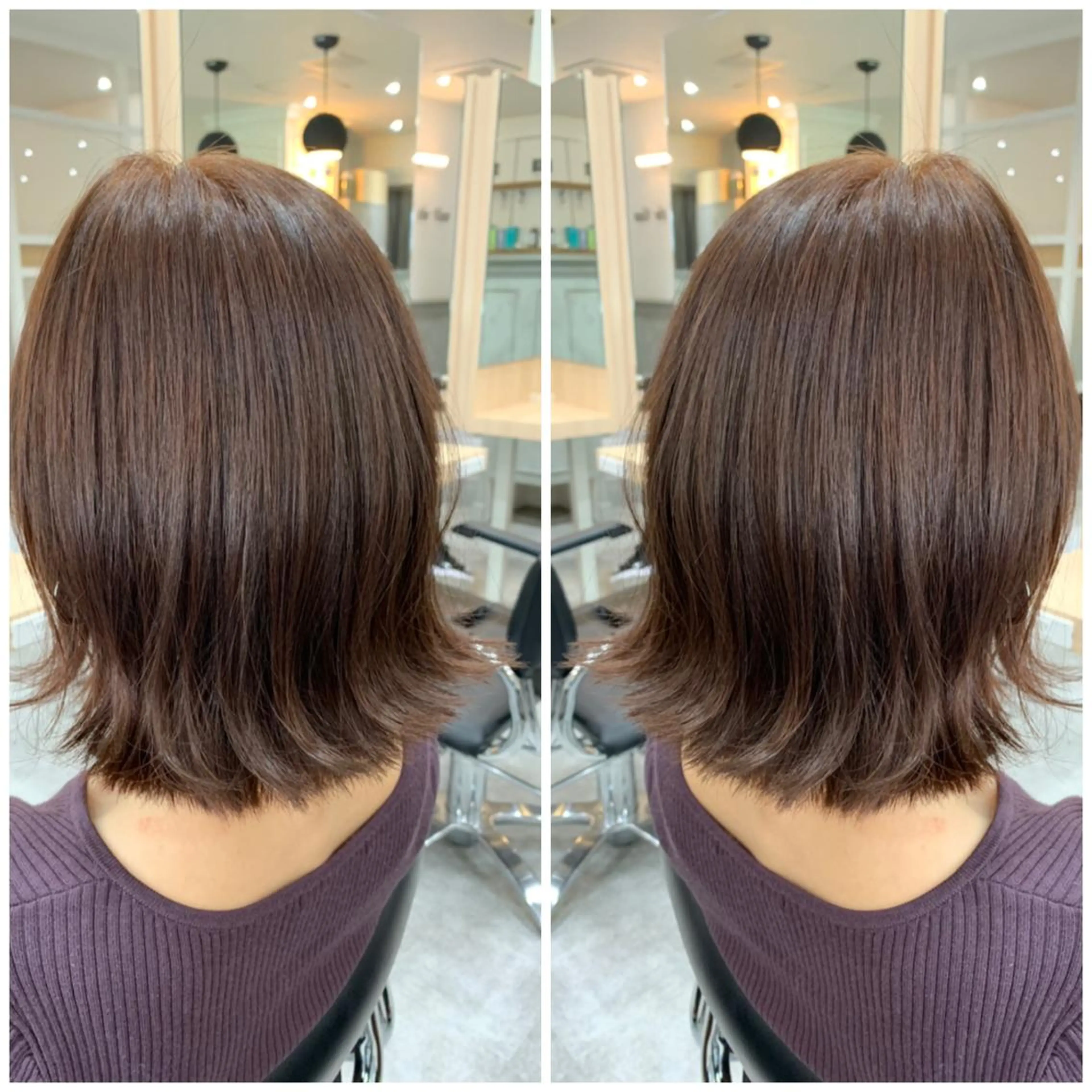 ミディアム カラー 髪質改善🩵艶髪 ストレート🩵山口のヘアスタイル
