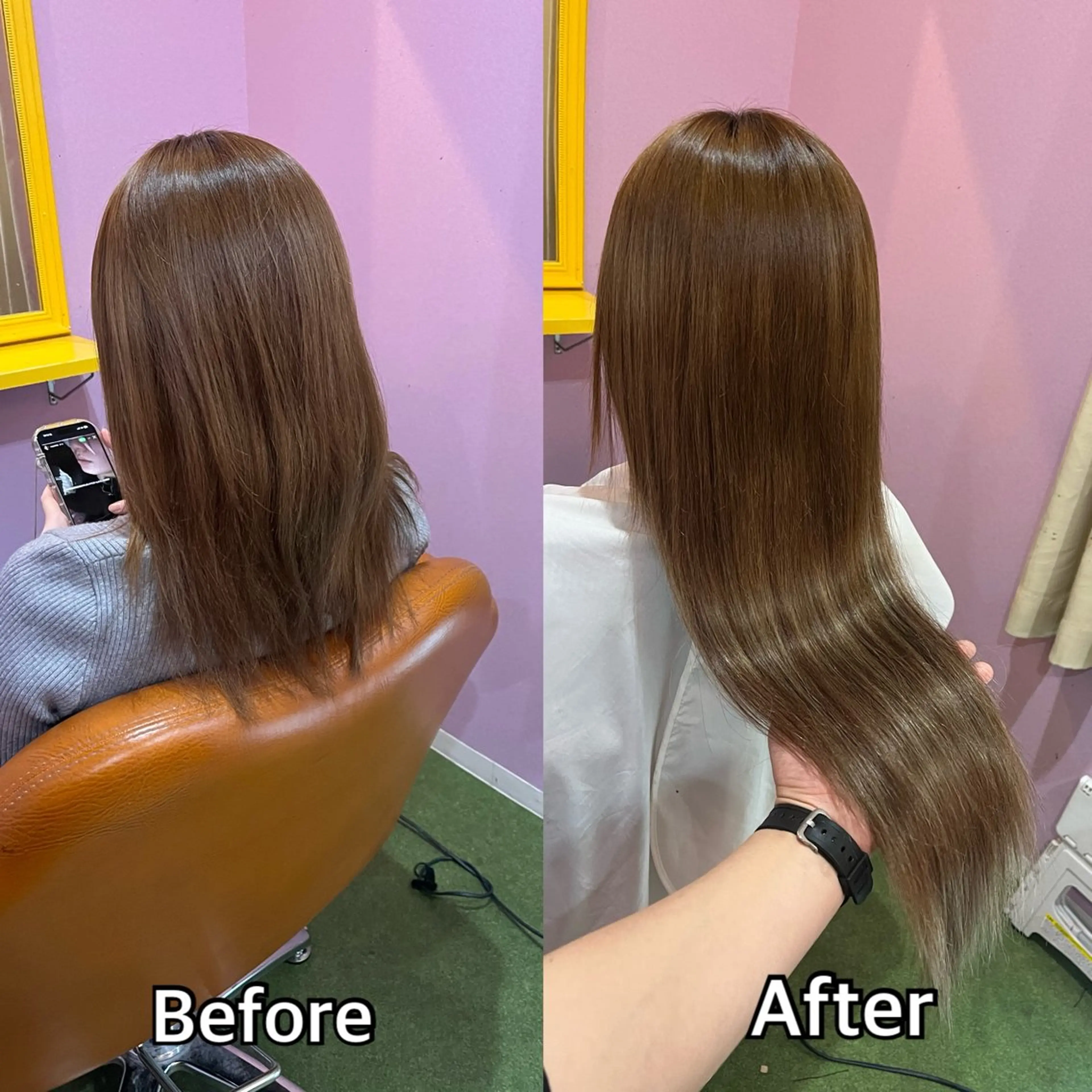 ロング シール＋ちび編み込み エクステ梅田🐨のヘアスタイル