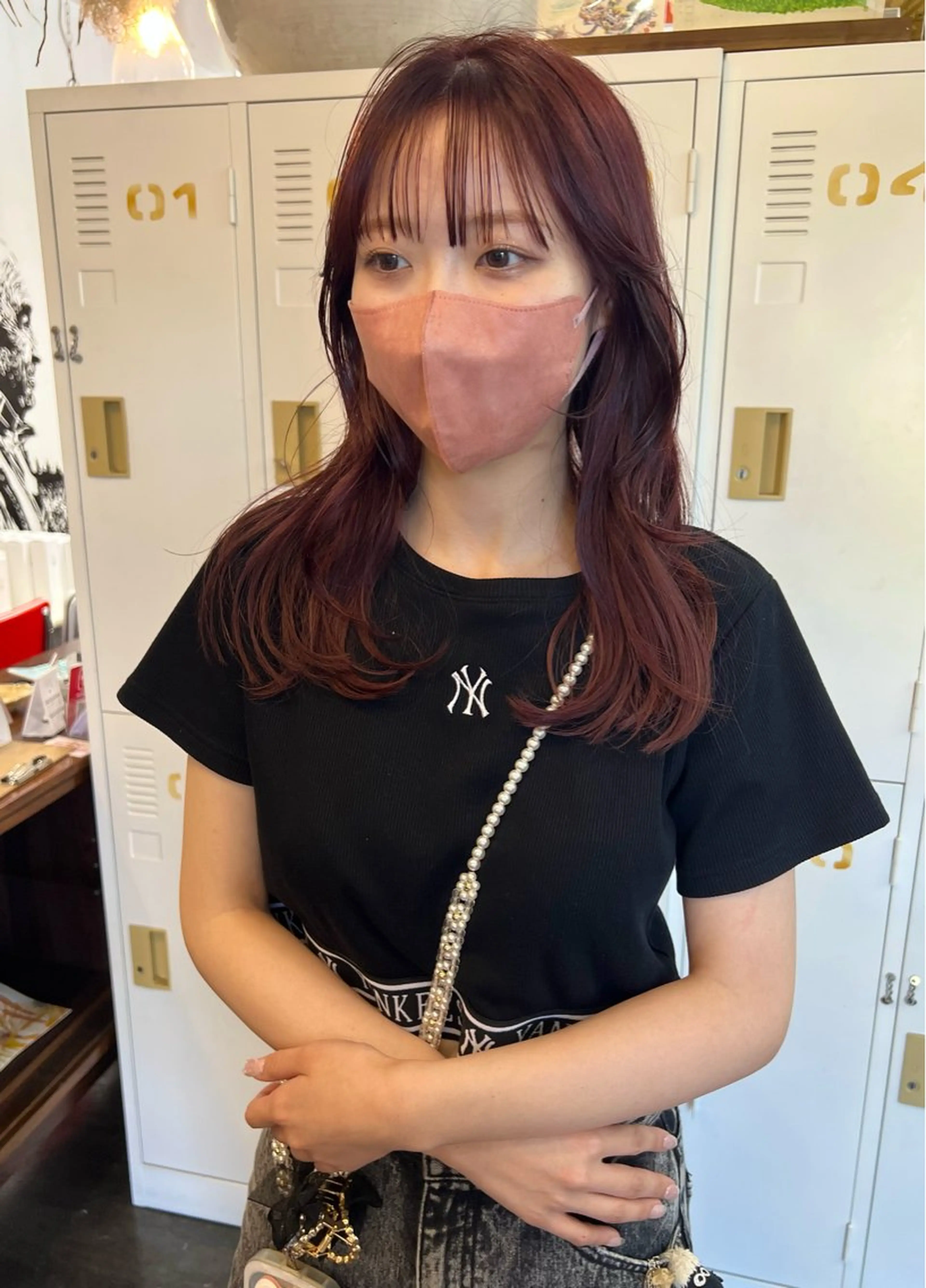 セミロング カラー レッドカラー LOMARLIE JURIAのヘアスタイル