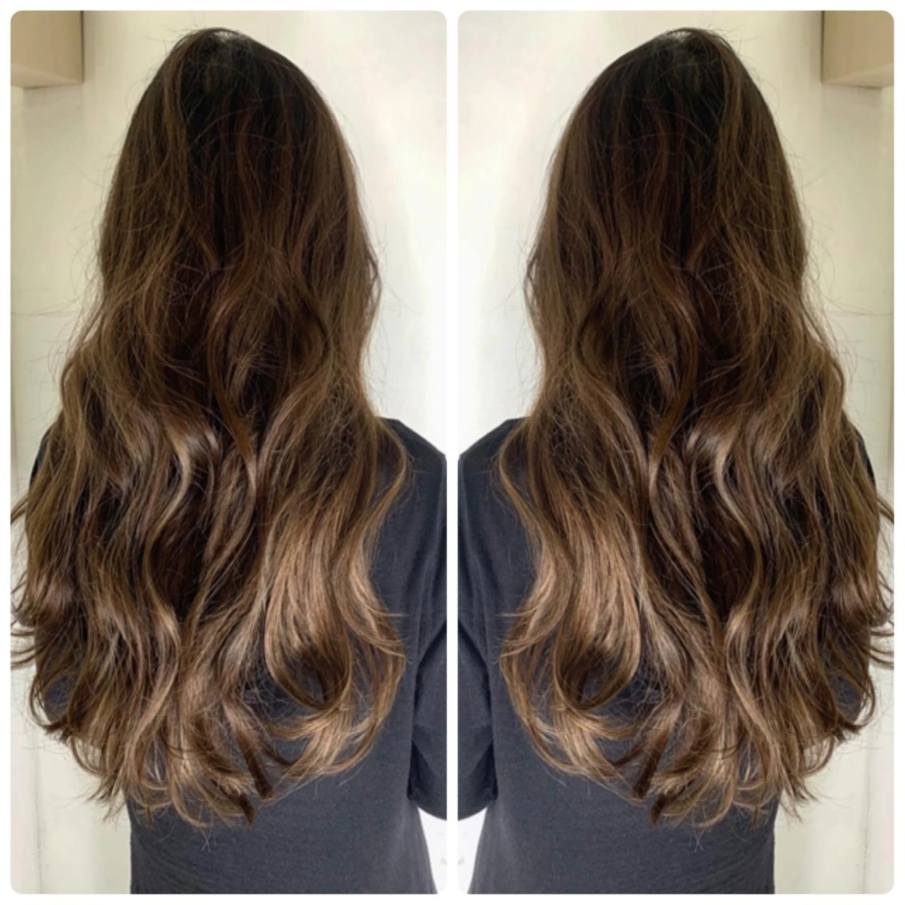 ロング カラー アッシュ バレイヤージュ ブリーチ デザインカラー グレージュ カット ヘアカラー 京都大人女性ショート 徒歩1分/秋山のヘアスタイル