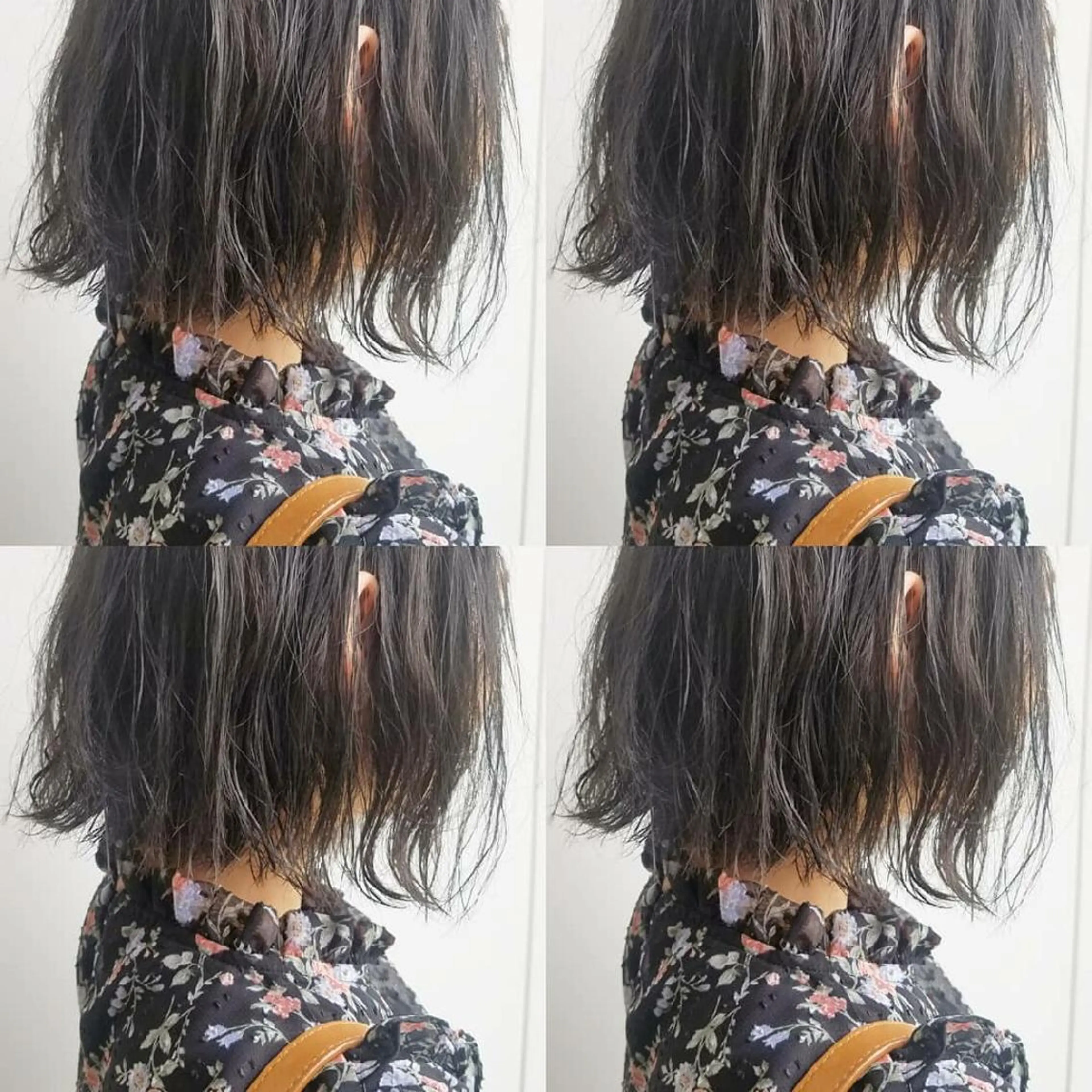 ミディアム パーマ カラー ミディアムパーマ グレージュ ボブ iplus✴ まつげ、眉毛、耳つぼのマツエク・マツパデザイン