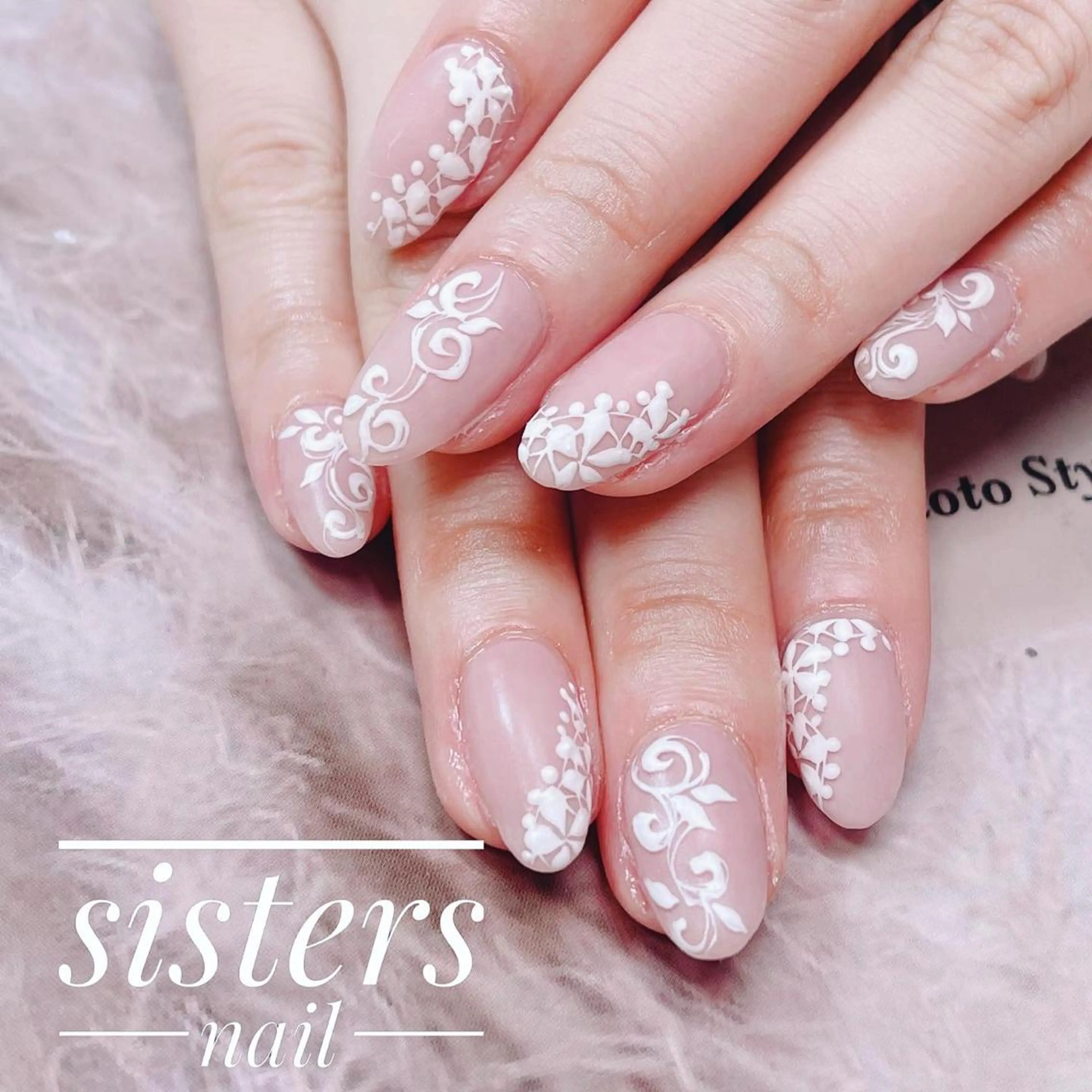 ネイル アートネイル レース マットネイル 夏ネイル ハンドネイル ハンドケア sisters nail.fのネイルデザイン