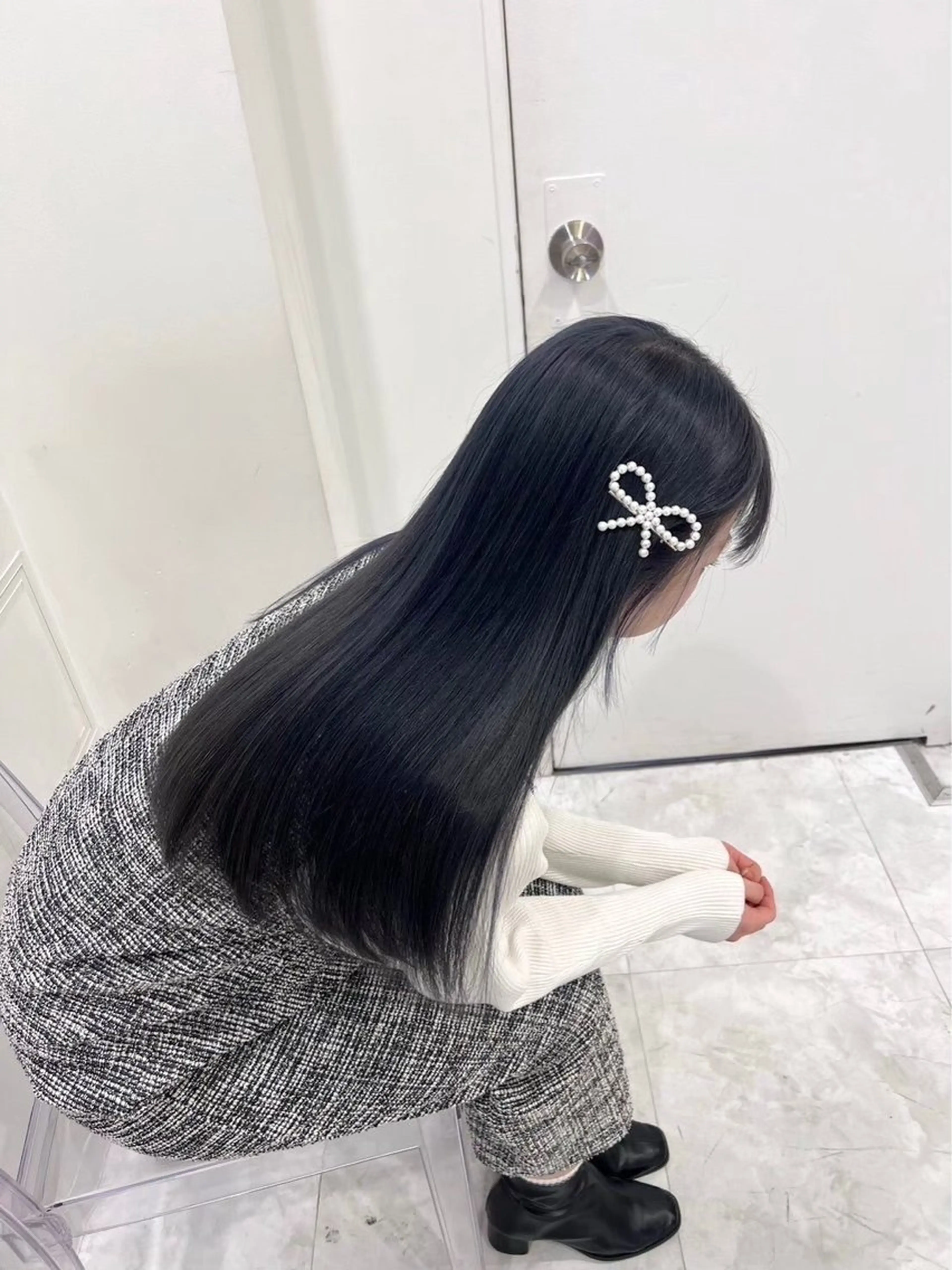 ロング カラー 黒髪 ブリーチ 透明感カラー ブリーチなしカラー 盛れる上質ワンホン ヘア🤍YUME🤍のヘアスタイル