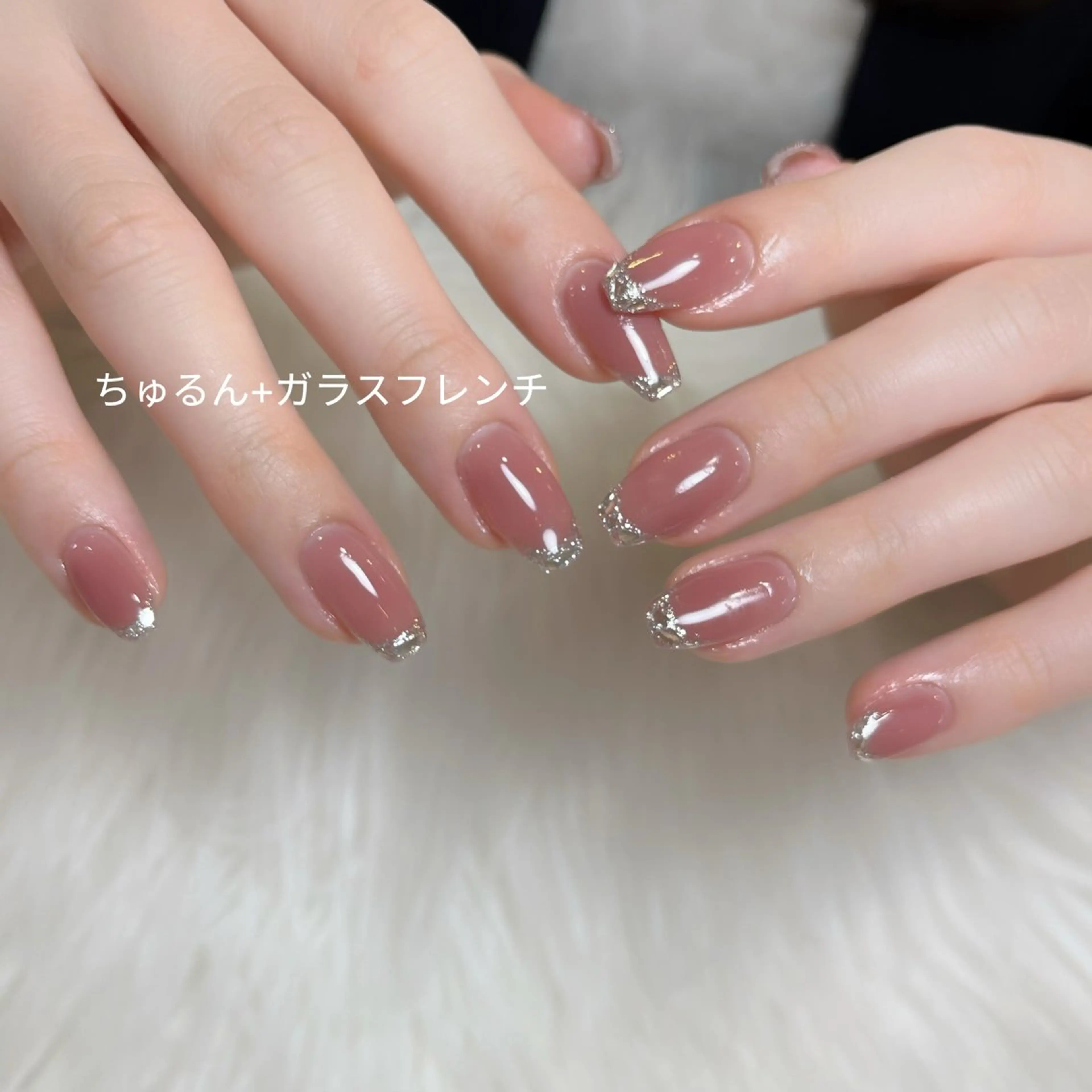 ネイル アートネイル チークネイル フラッシュネイル フレンチネイル ガラスフレンチ ハンドネイル Floria ユイのネイルデザイン