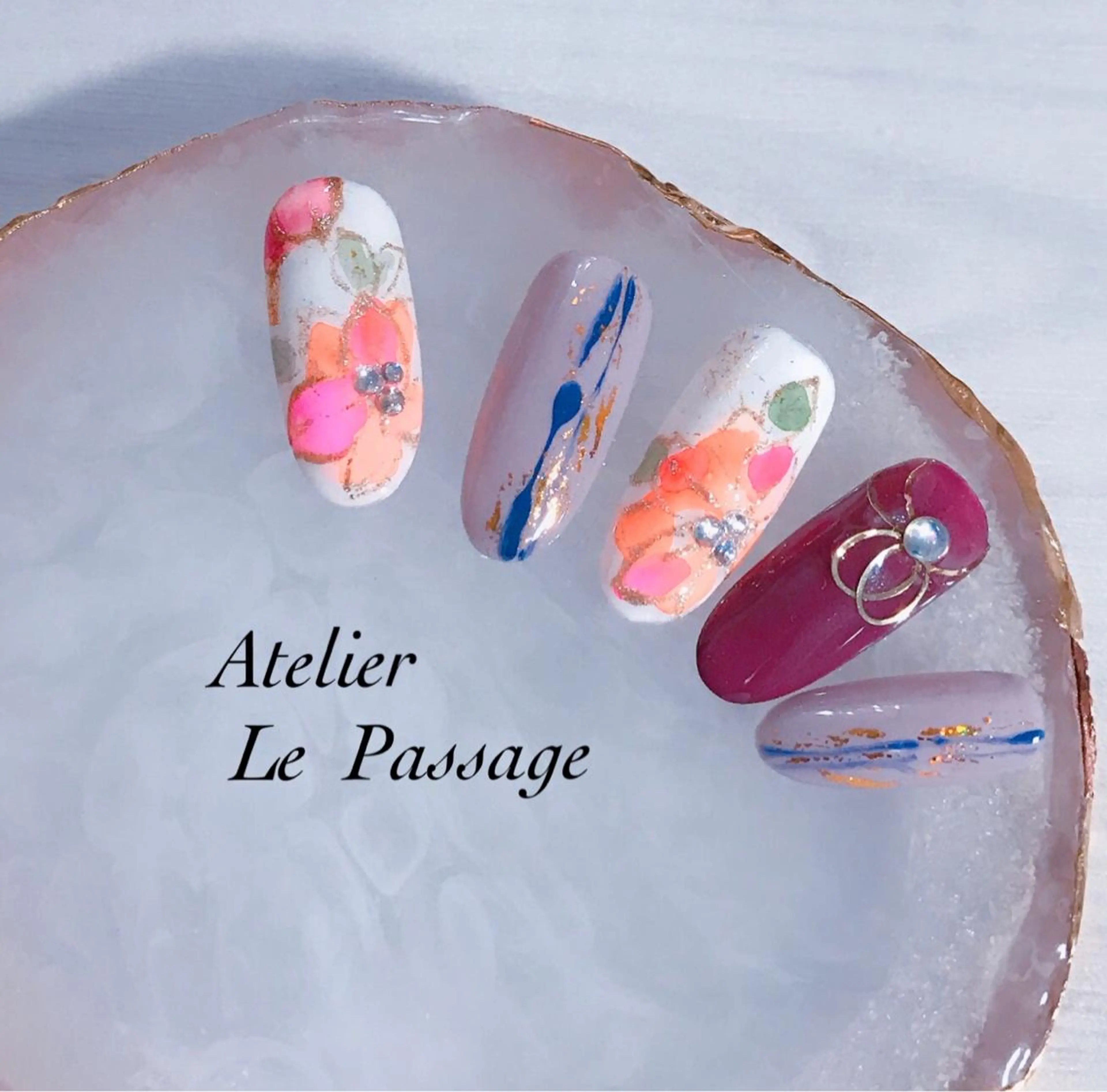 ネイル ジェルネイル 大理石ネイル(マーブル) ニュアンスネイル パラジェル 冬ネイル Atelier Le Passage所属・h nakatsukaのネイルデザイン