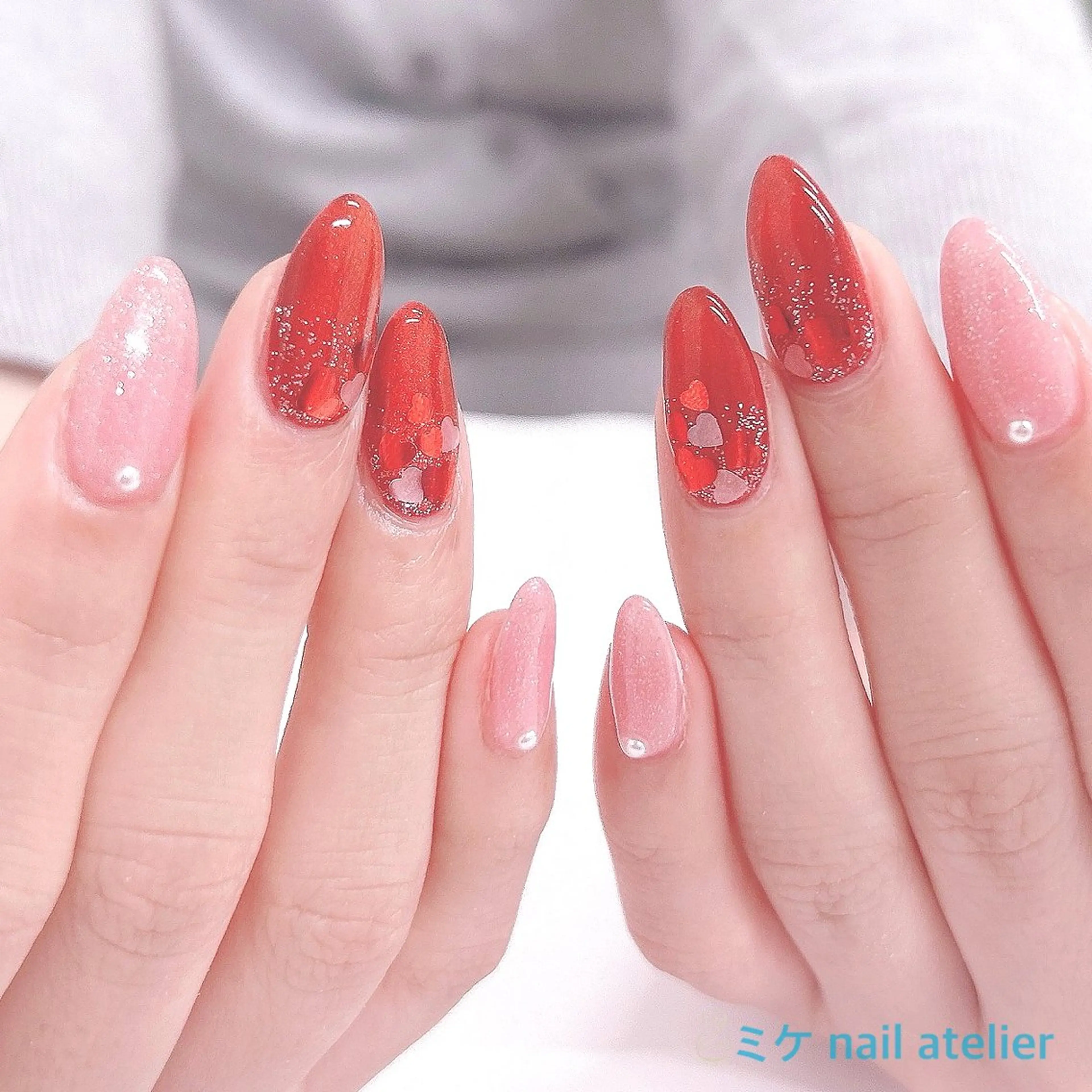 ネイル ボルドー ジェルネイル ハート マグネットネイル ワンカラーネイル ハンドネイル h. rikaのネイルデザイン