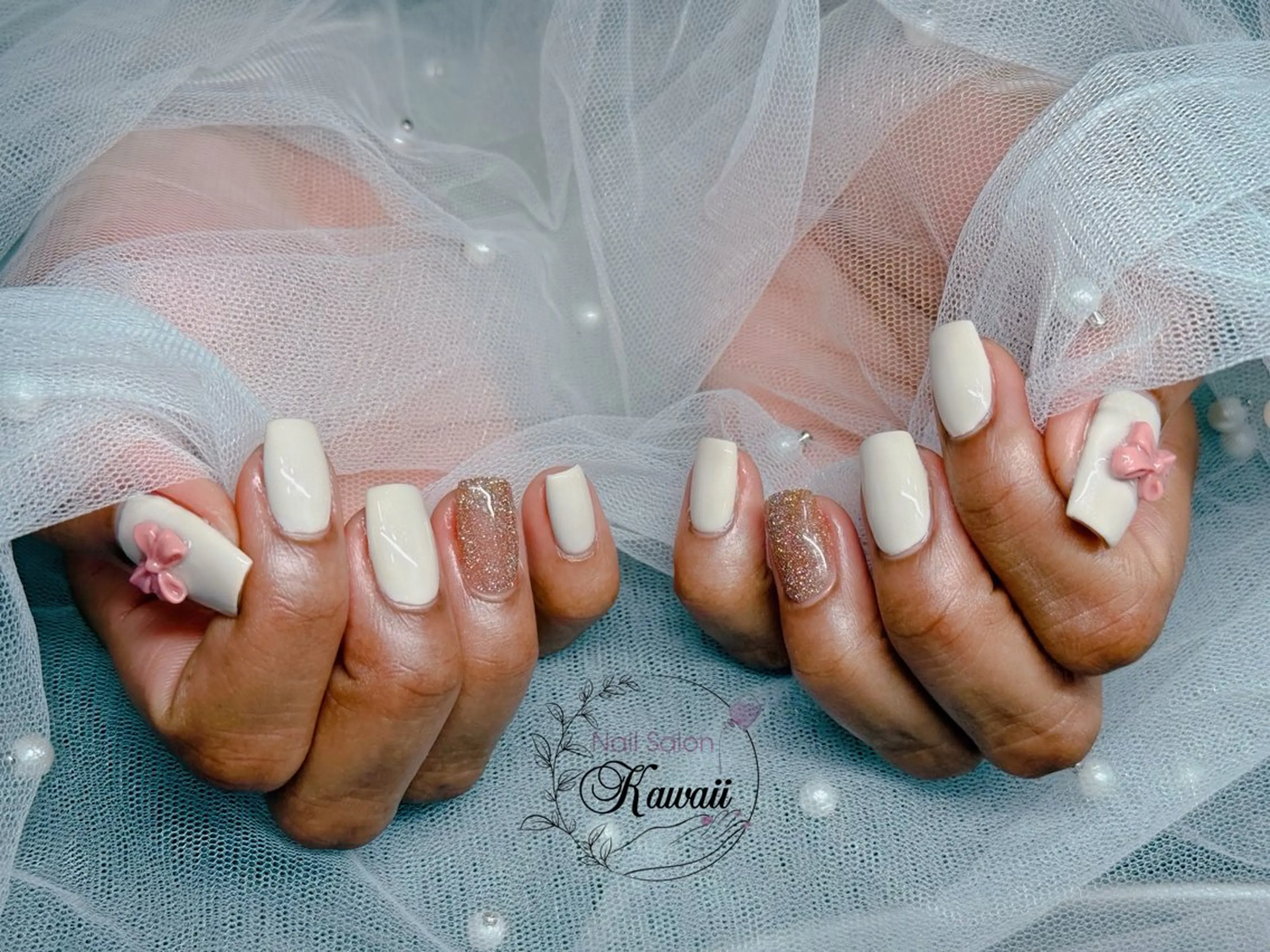 ネイル アートネイル 長さ出し フットネイル フレンチネイル ジェルネイル Kawaii Nail Salon所属・YURI NAIL NARITAのネイルデザイン
