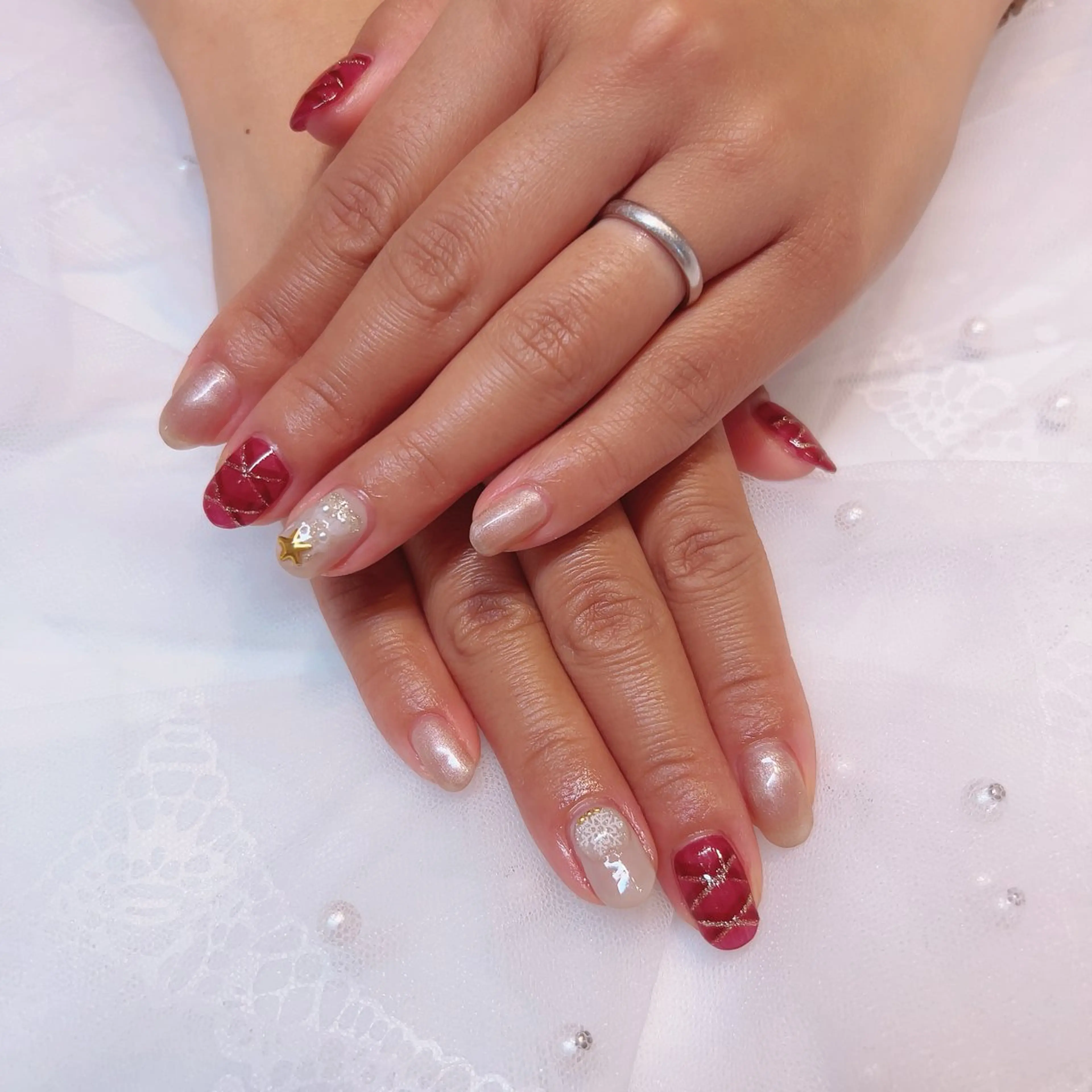ネイル 冬ネイル クリスマス ハンドネイル nail salon pearのネイルデザイン