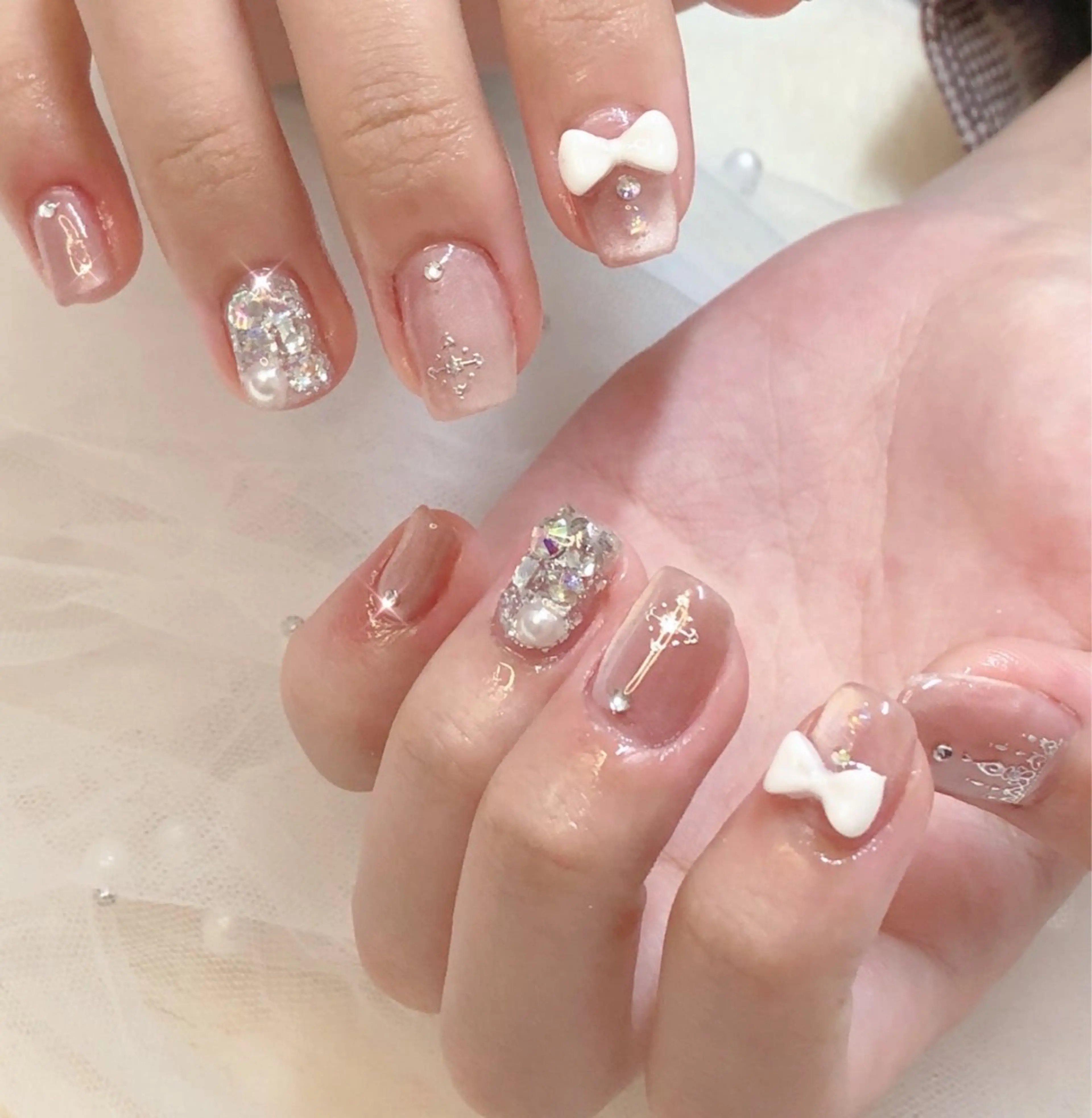 ネイル フレンチネイル ジェルネイル ガラスフレンチ グラデーション 韓国ネイル 大門浜松町 ネイルのネイルデザイン