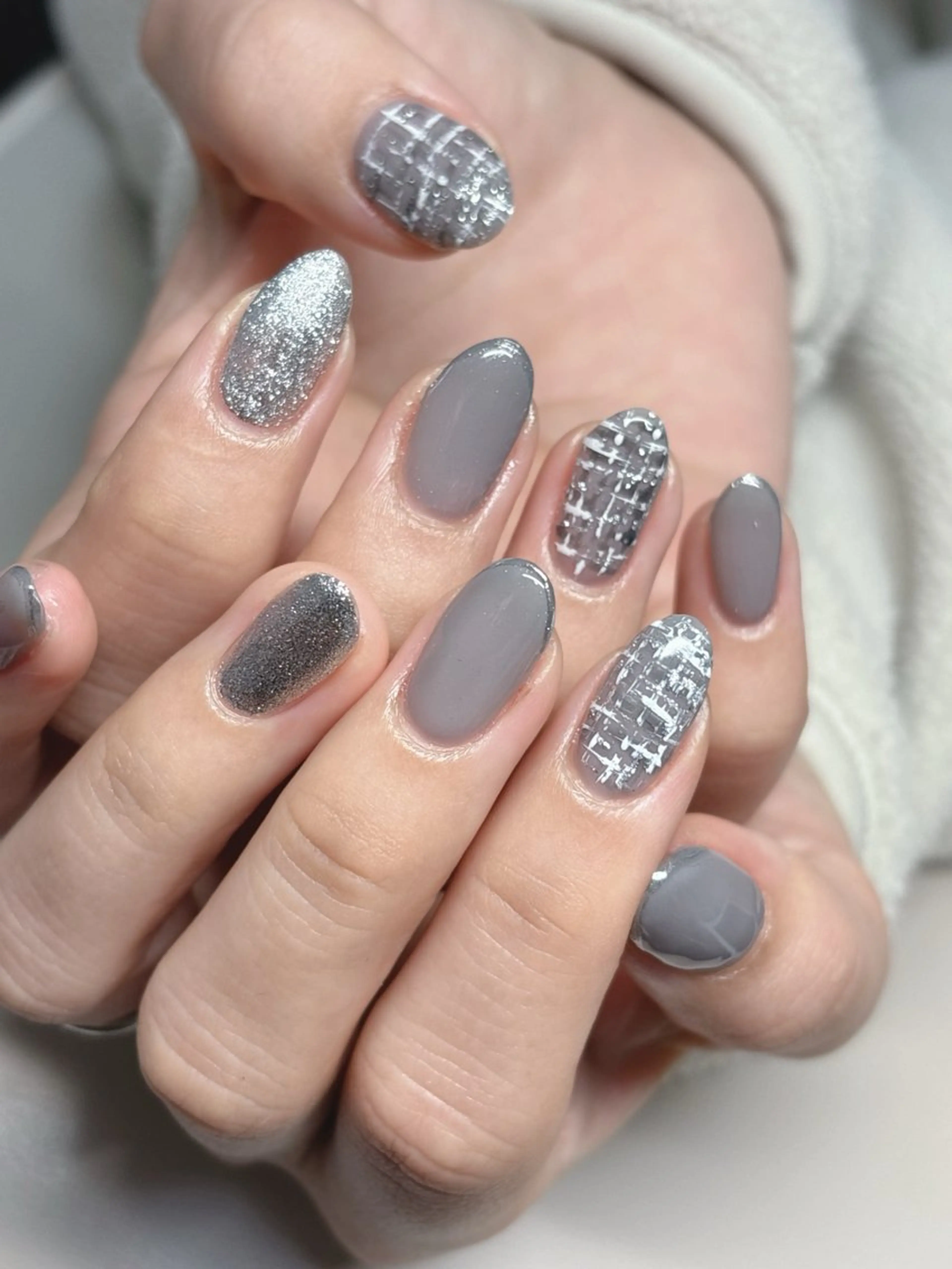 ネイル 持ち込み ツイードネイル ハンドネイル 認定講師／歴20年 パラジェル　Growのネイルデザイン