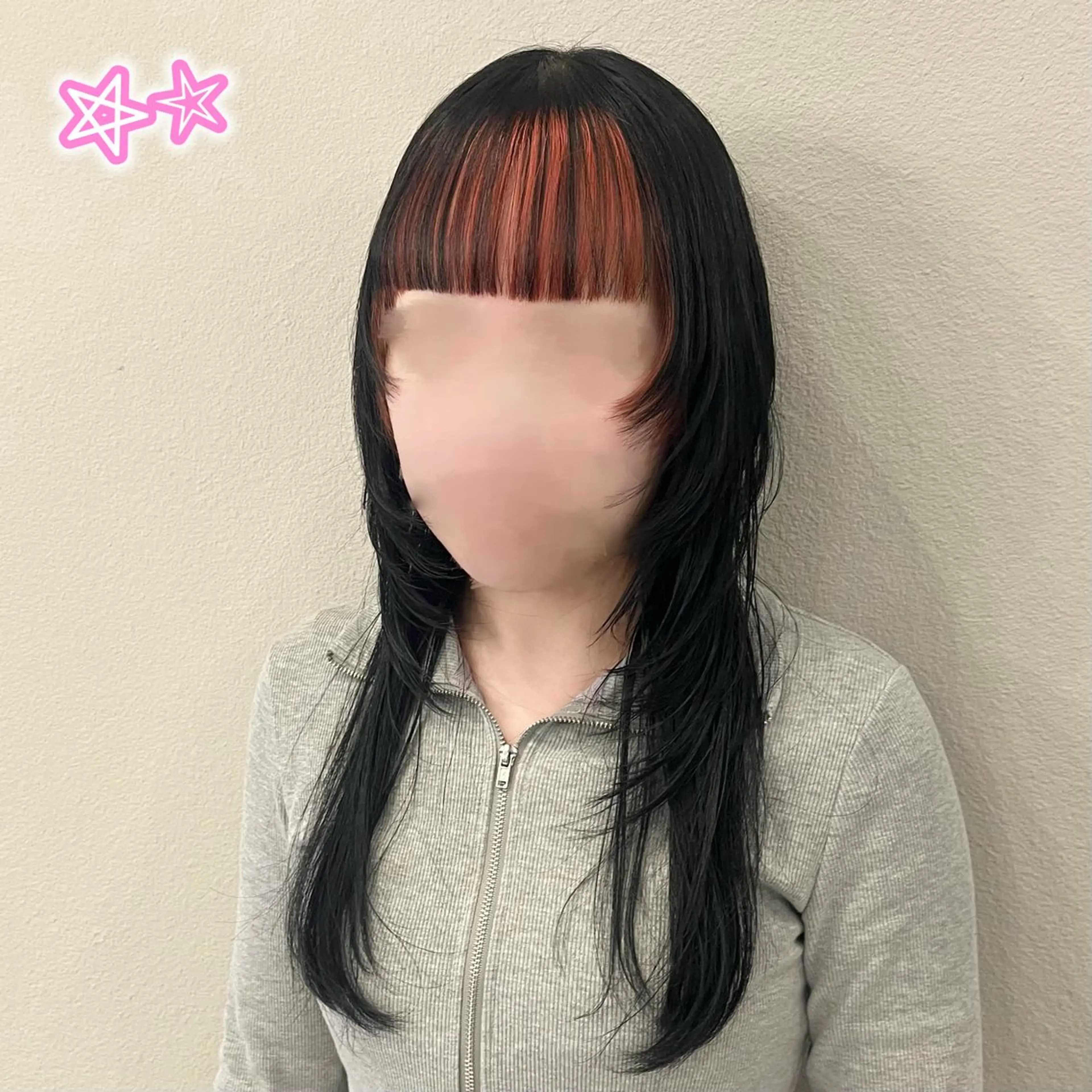 ロング カラー インナーカラー ロング ウルフカット ヘアカラー 顔周り/暖色 /ヘアメ/あつはのヘアスタイル