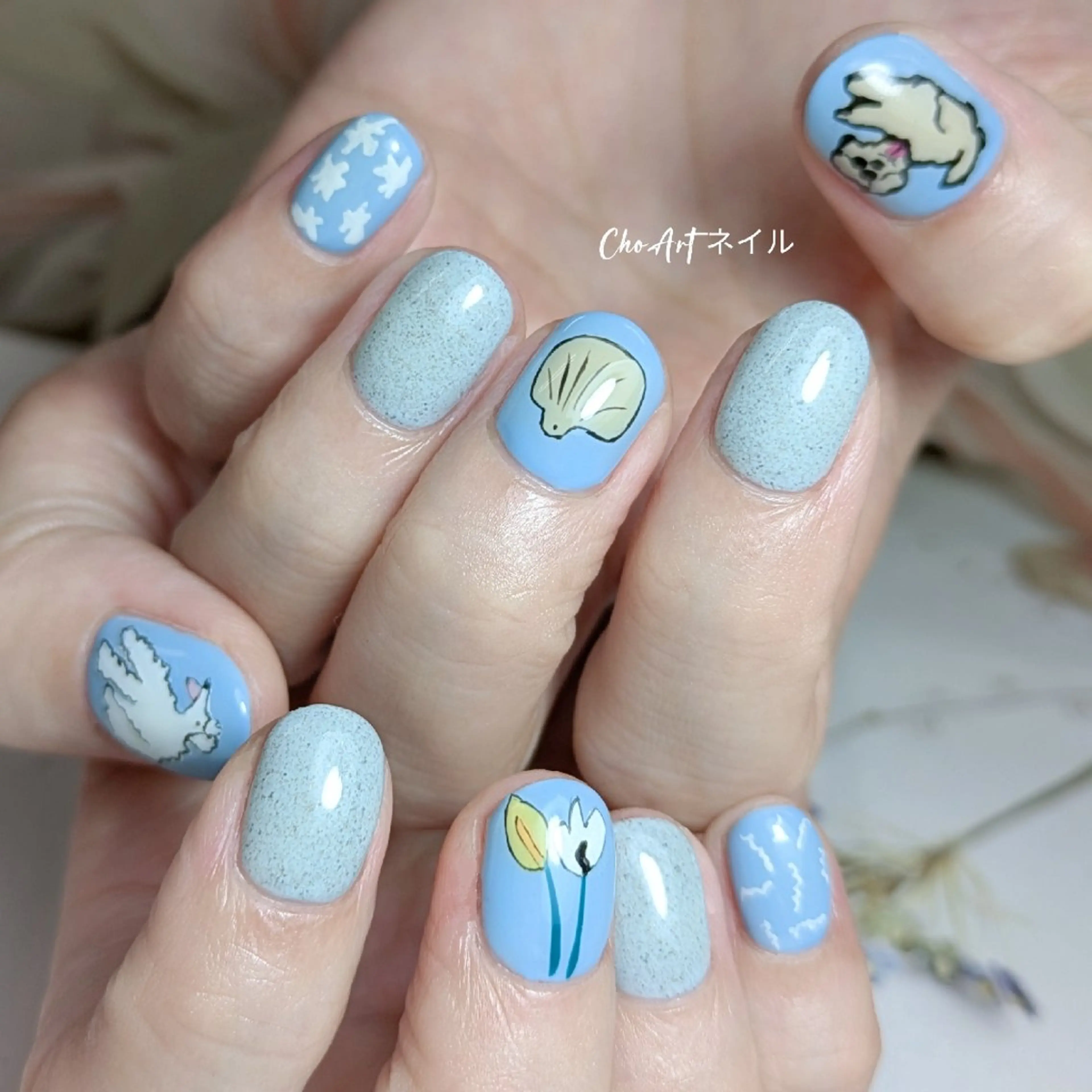 ネイル アートネイル フラワーネイル キラキラネイル ラメ(グリッター) マグネットネイル Cho Artネイル所属・ronronne .のネイルデザイン
