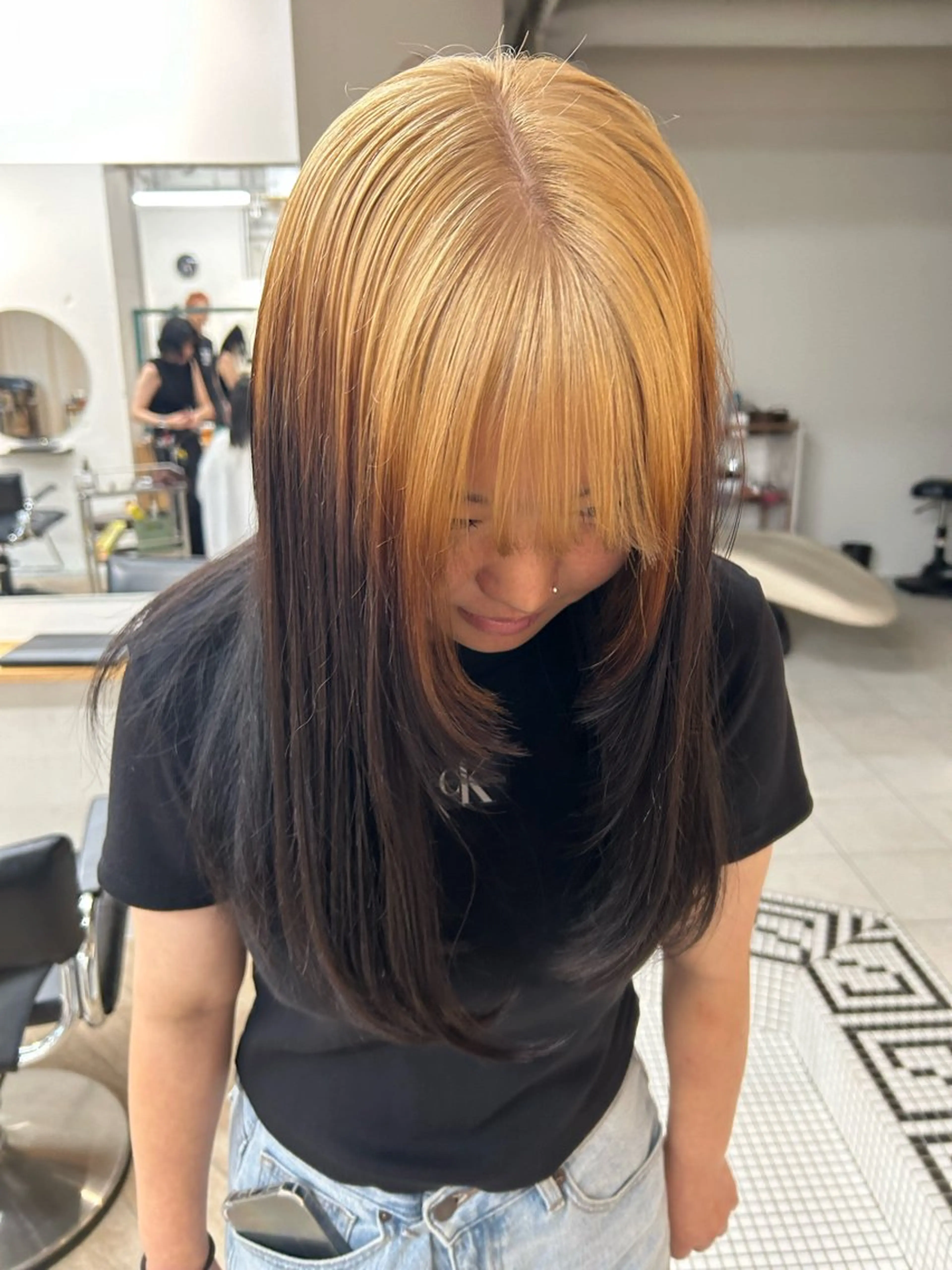 カラー カット ヘアカラー トリートメント ベージュ/ダブルカラ ー/新潟駅/青柳萌果のヘアスタイル