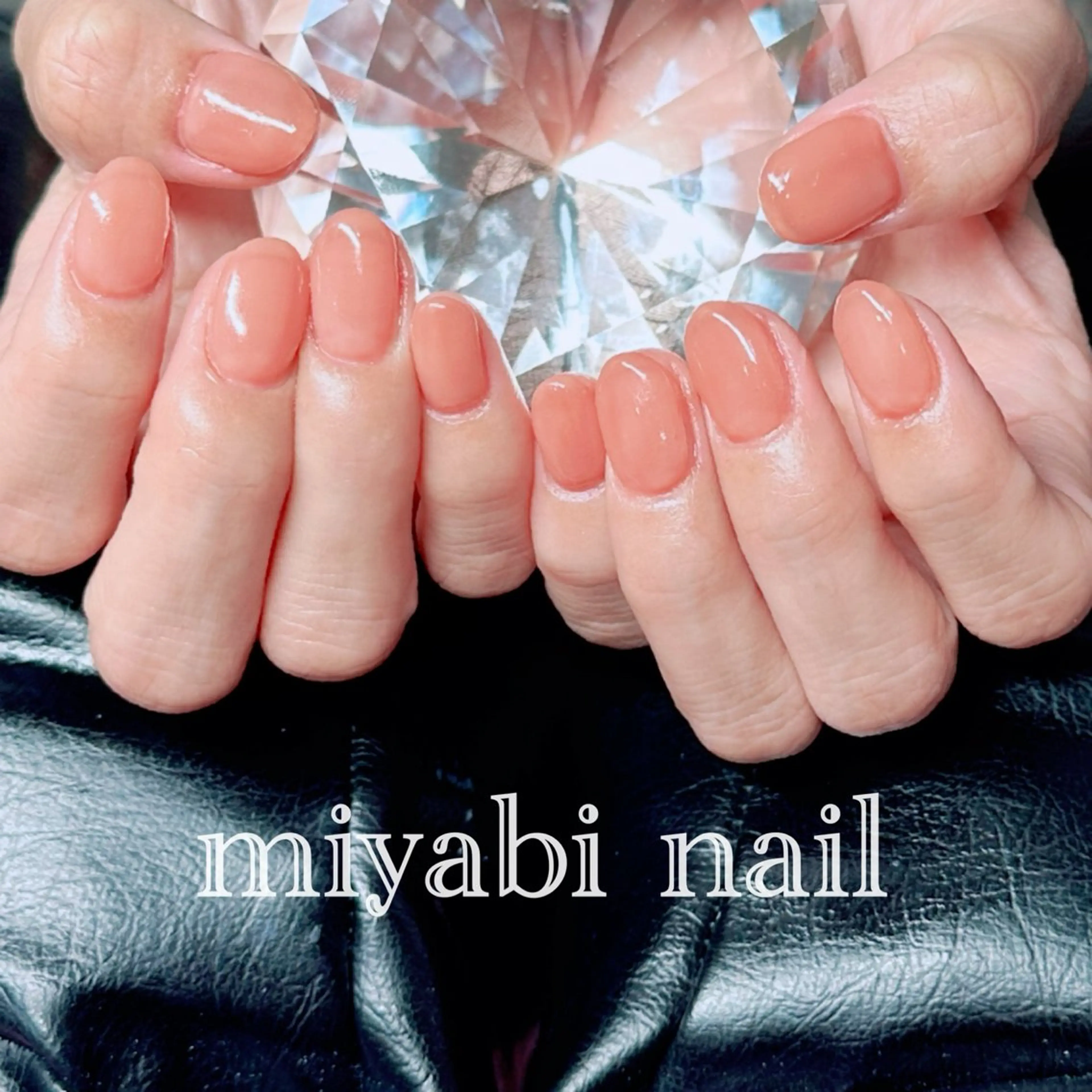 ネイル 持ち込み ワンカラーネイル オレンジ ショートネイル シンプルネイル ハンドネイル miyabi nail 桂川駅近くのネイルデザイン