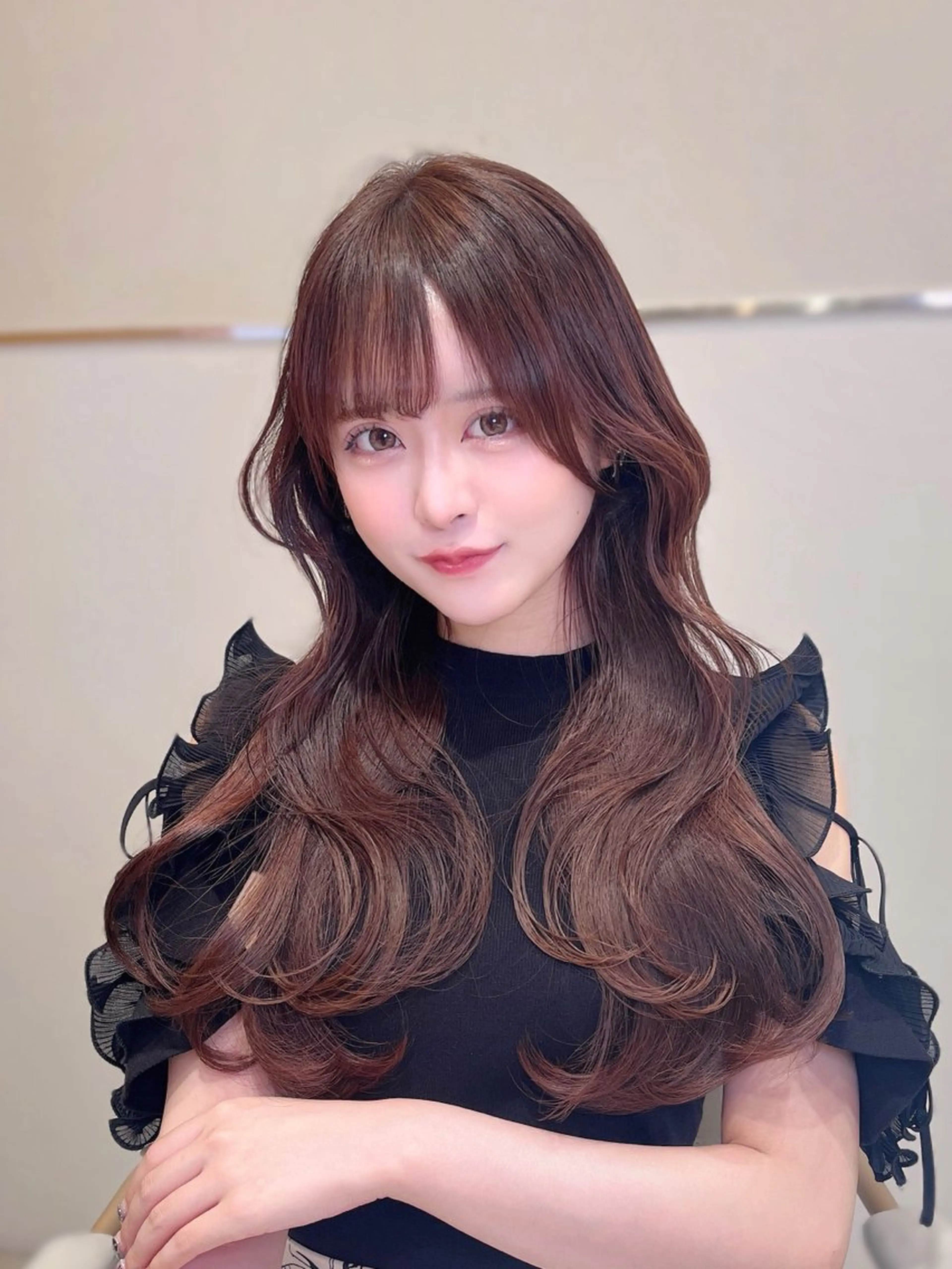 セミロング カラー カット ヘアカラー トリートメント ヘッドスパ ヘアセット 韓国ヘア/レイヤー/ 顔まわり/りょーとのヘアスタイル