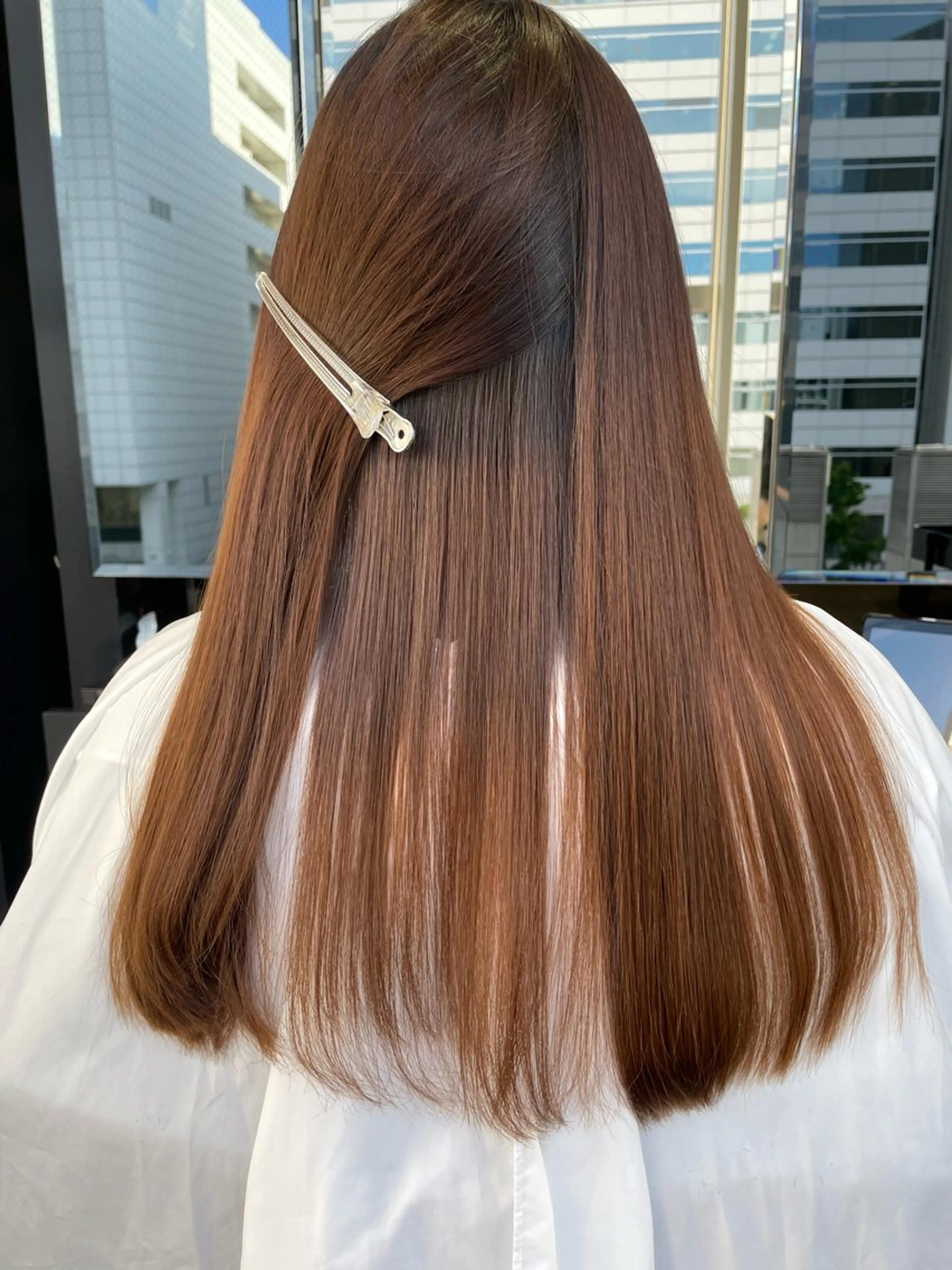 ロング 縮毛矯正 りん/ワンホン/艶髪 ／小顔顔周りカットのヘアスタイル