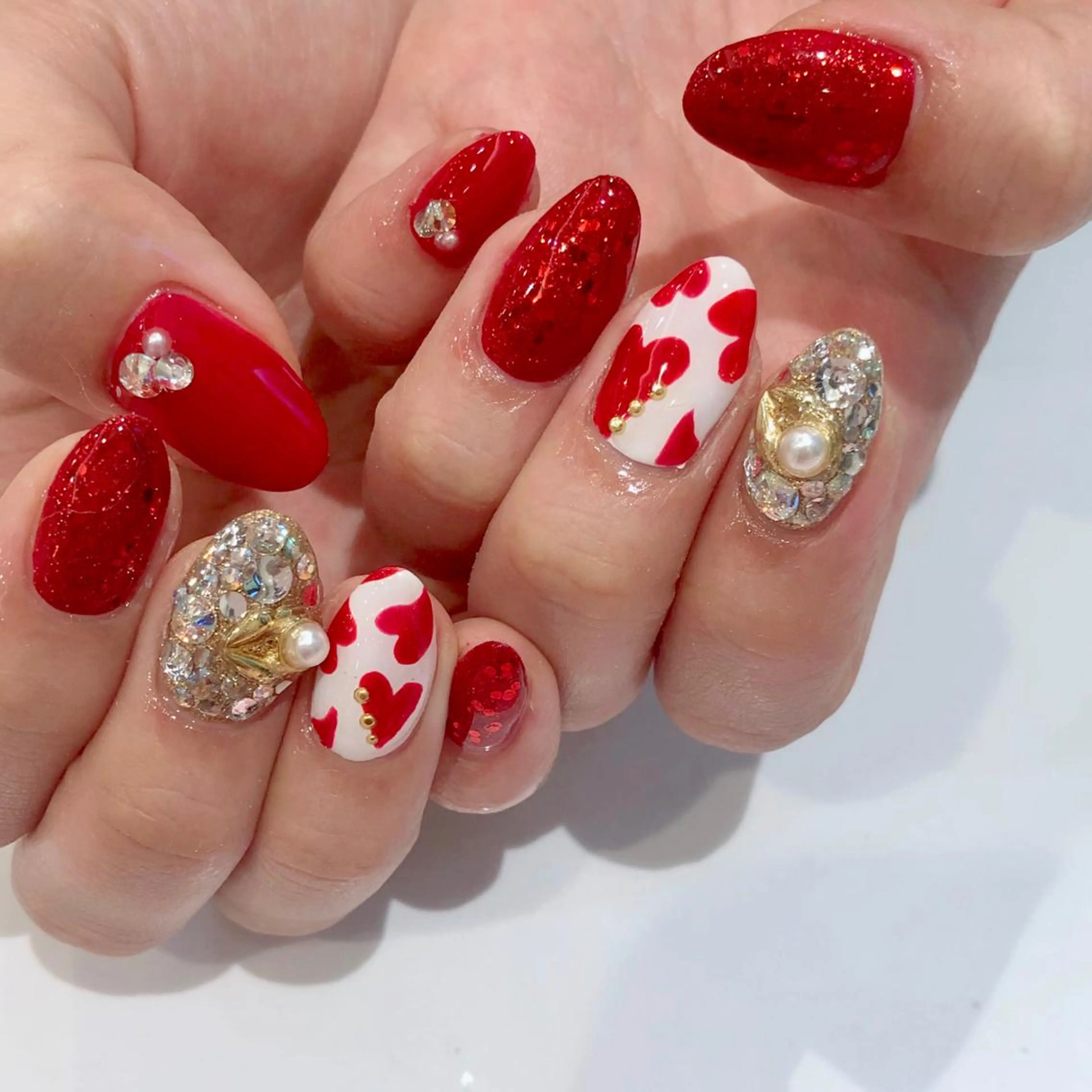 ネイル ハート ストーンネイル Can Nail　栄店　【キャンネイル】所属・後藤今日子 CANNAIL栄店のネイルデザイン