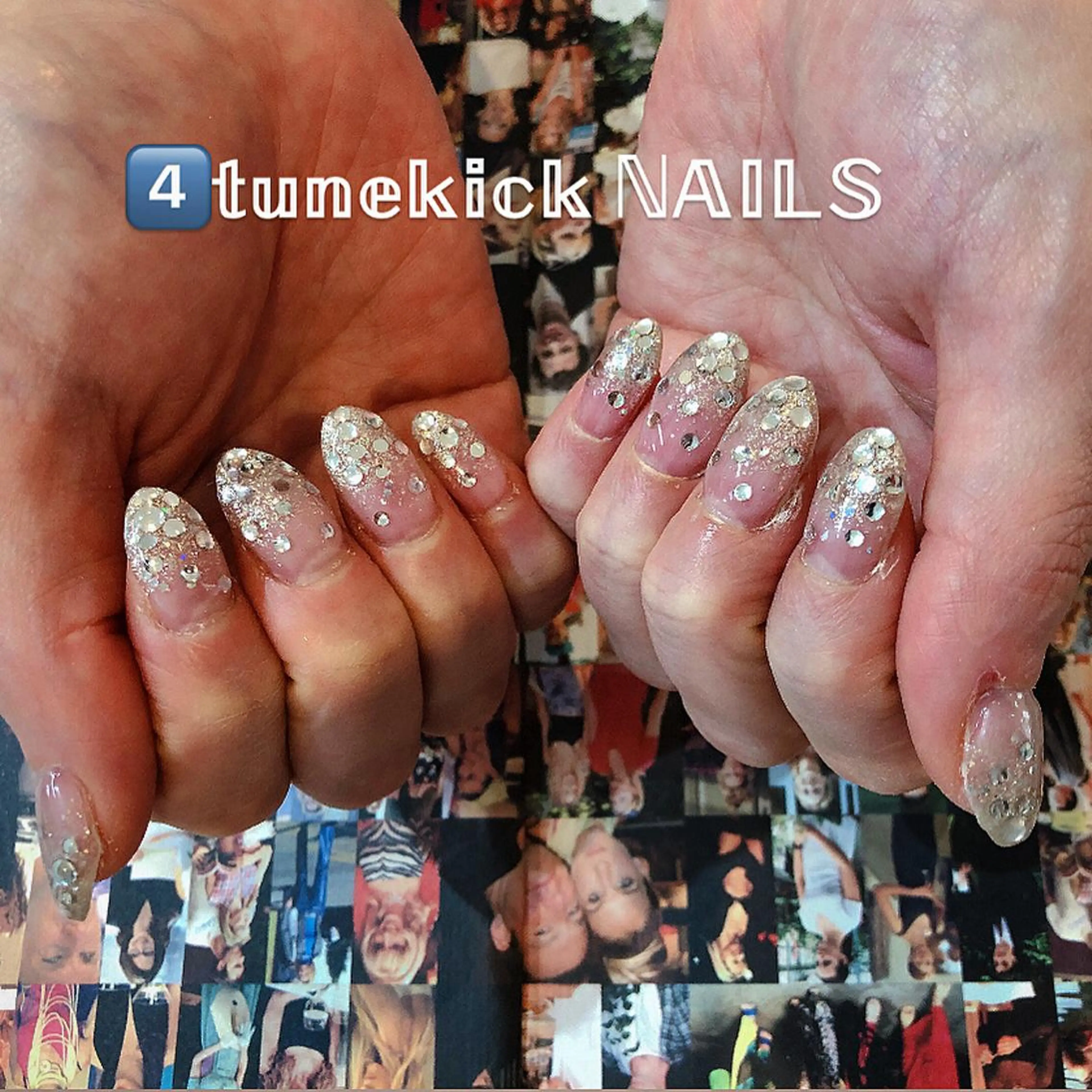ネイル ラメ(グリッター) ラメグラデーション ストーンネイル 4tunekick NAILS(フォーチュンキックネイルズ)所属・光森 淳子のネイルデザイン