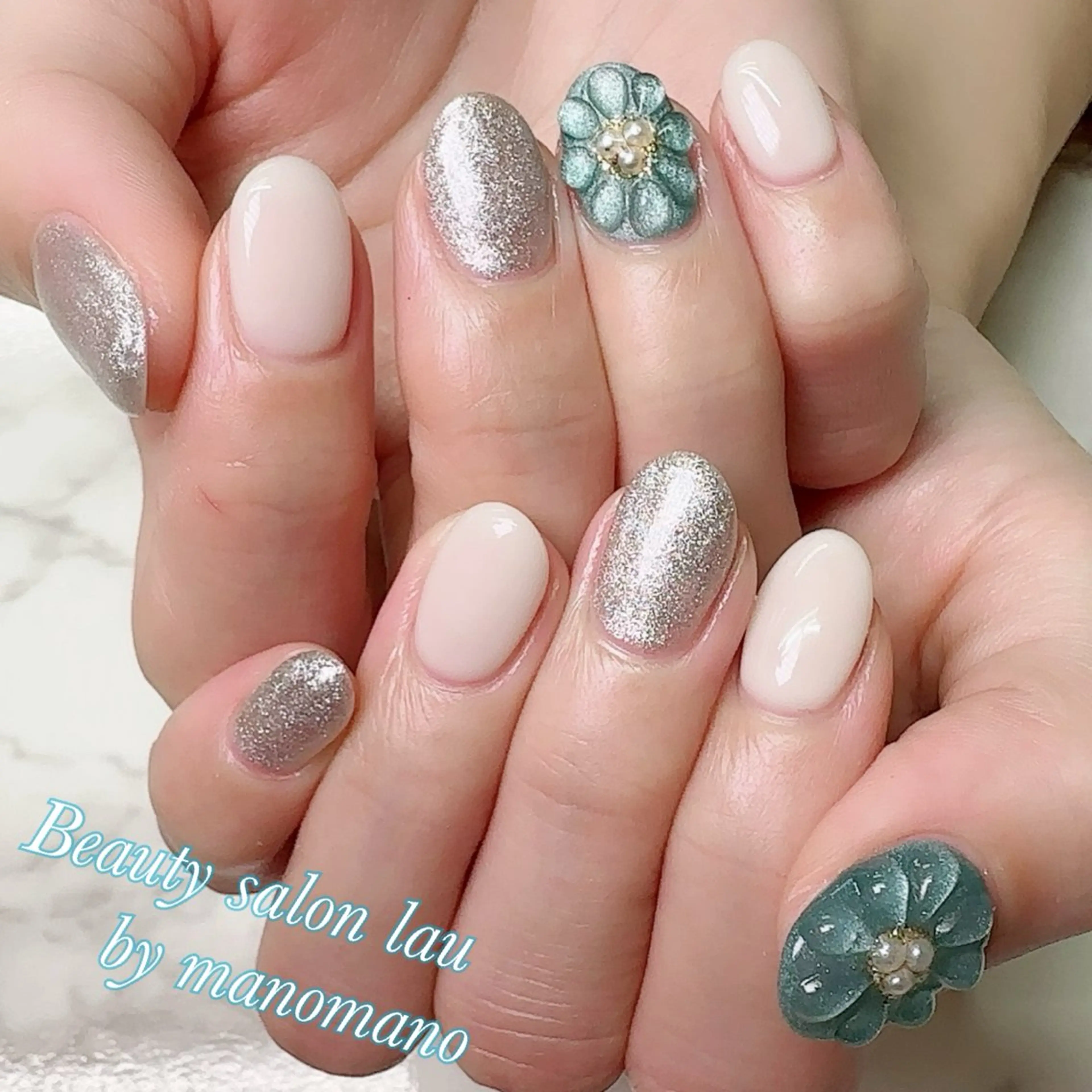 ネイル アートネイル フラワーネイル マグネットネイル ぷっくりネイル ハンドネイル ラウバイマノマノ なかざとのネイルデザイン