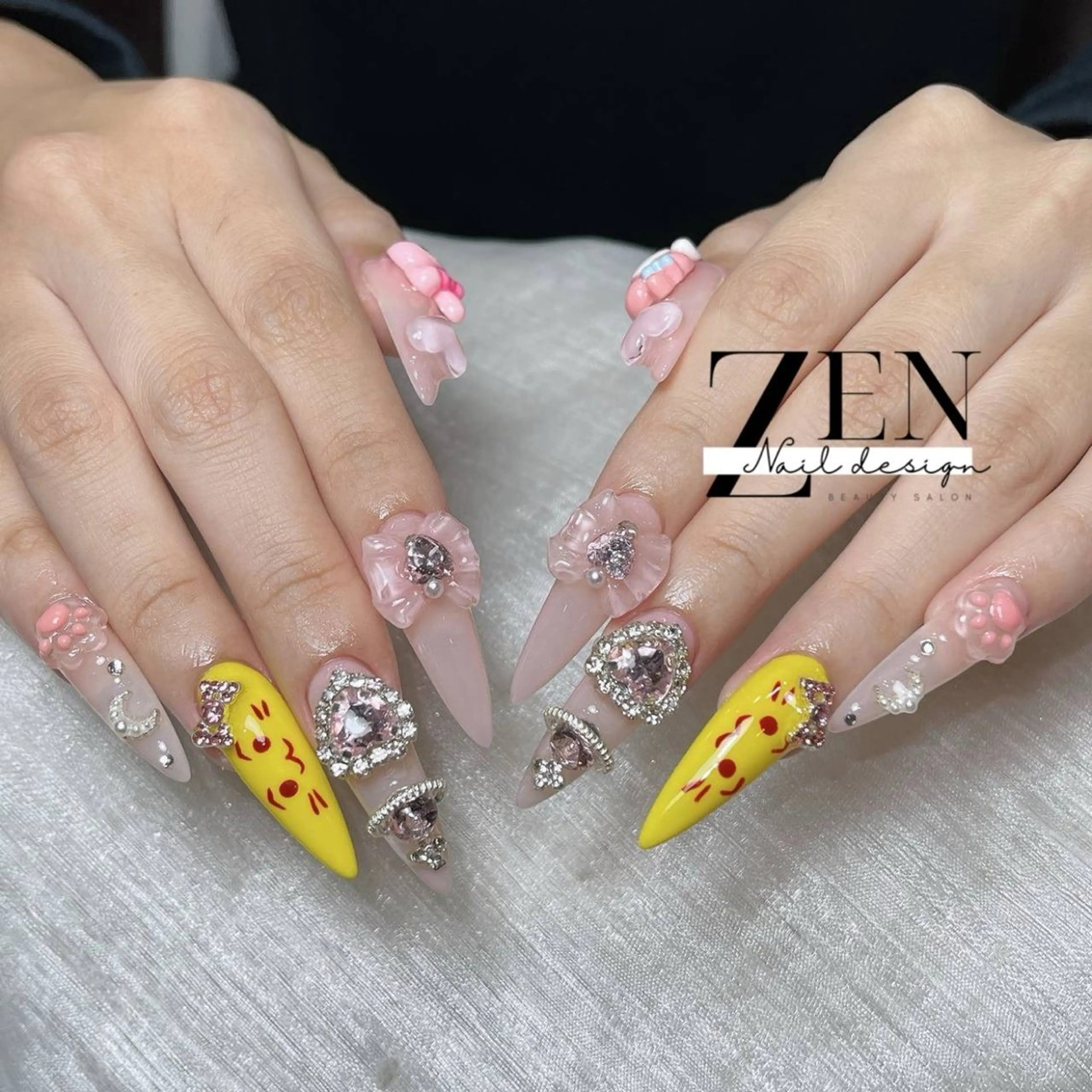 ネイル チークネイル 長さ出し フレンチネイル 韓国ネイル マグネットネイル ハンドネイル Zen Nail Design 池袋のネイルデザイン