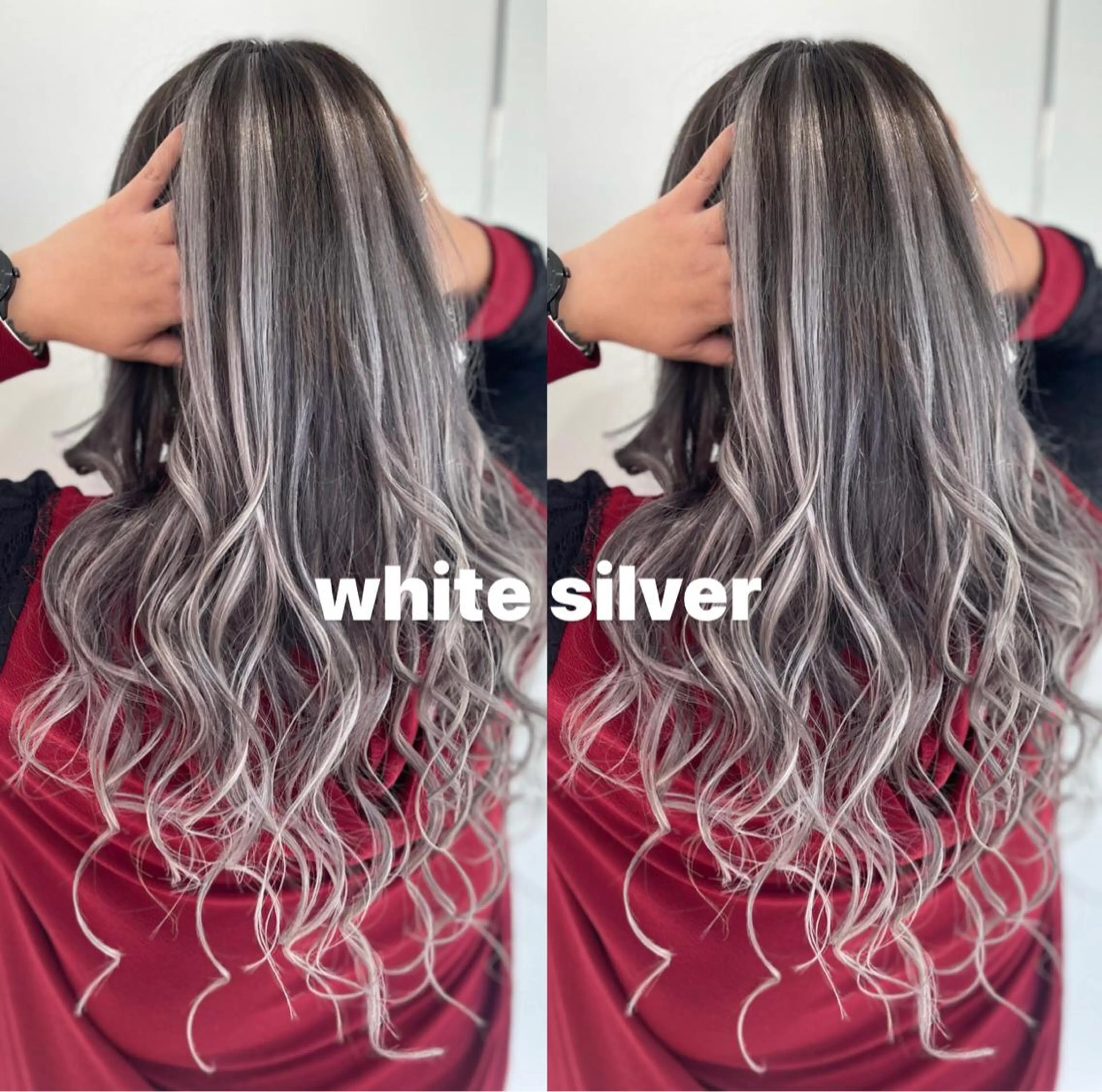 カラー バレイヤージュ 黒髪 ブリーチ ブルーカラー ブルーブラック ヘアカラー エクステ 🦋ami/浦和 ブリーチカラー🦋のヘアスタイル