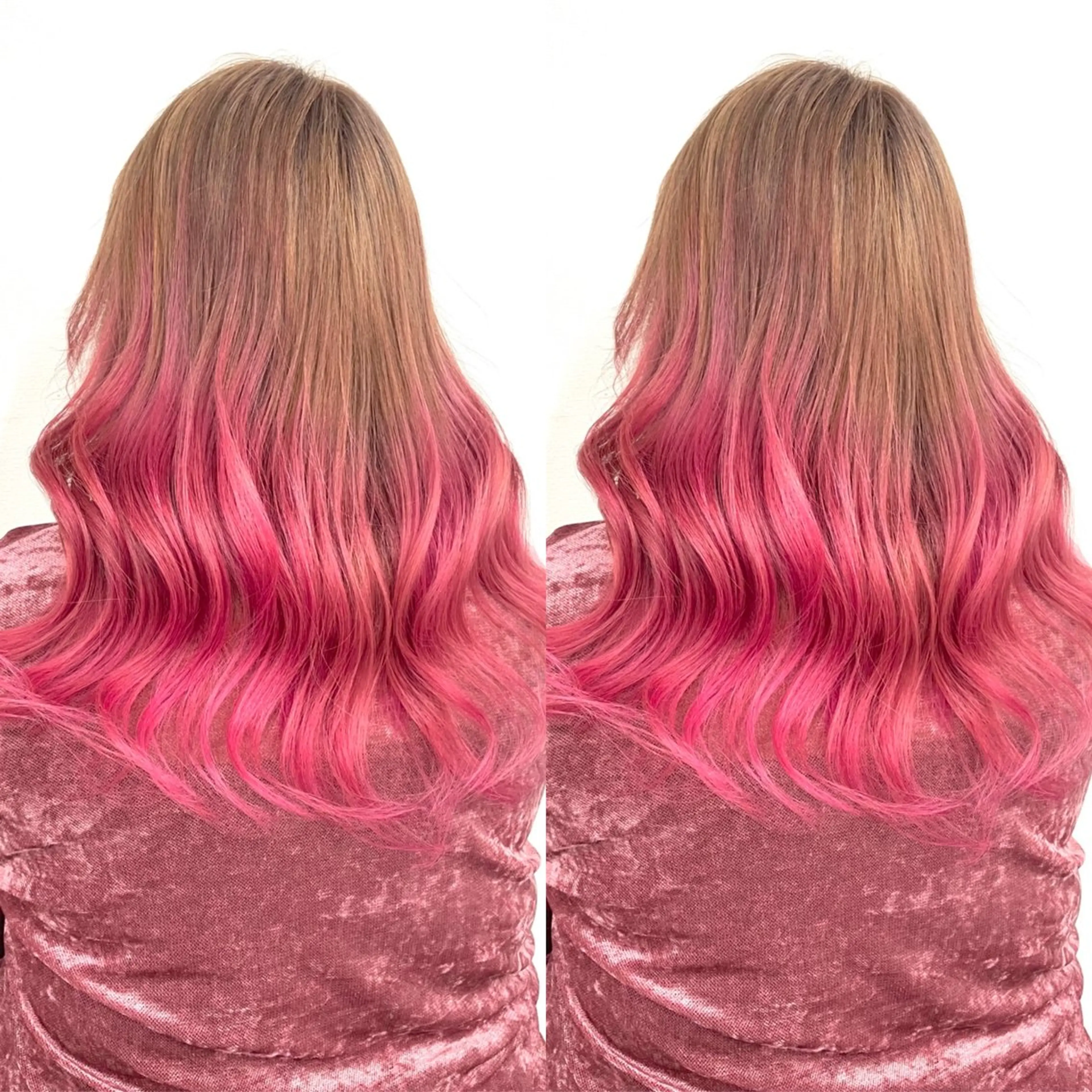 ロング カラー グラデーションカラー ピンクカラー カット ヘアカラー トリートメント ヘアセット ブリーチ無しダブル カラー🦕まどかのヘアスタイル