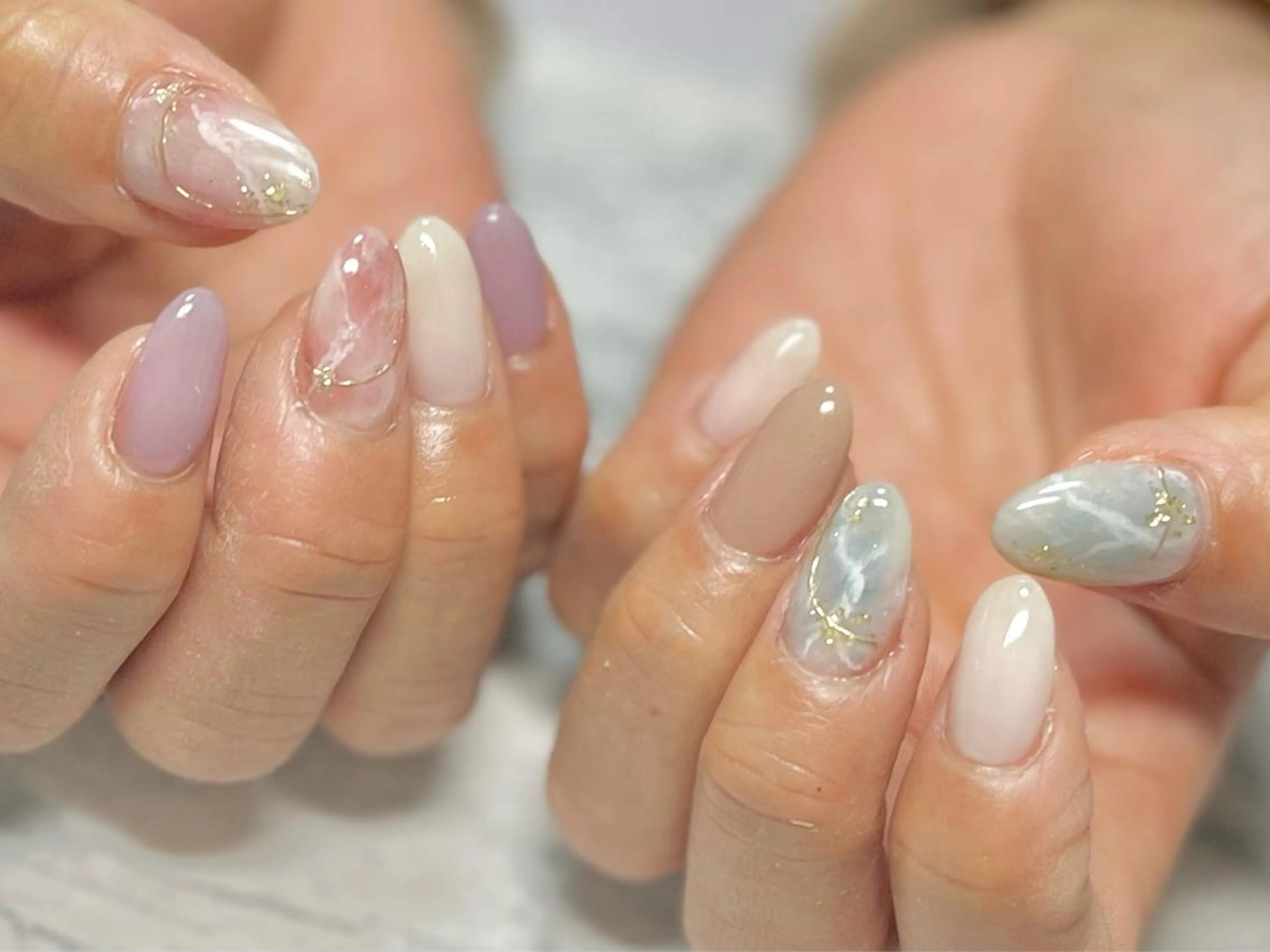 ネイル フットネイル 大理石ネイル(マーブル) ニュアンスネイル シンプルネイル 春ネイル ネイル フフラ所属・nail fufla ♡yamane♡のネイルデザイン