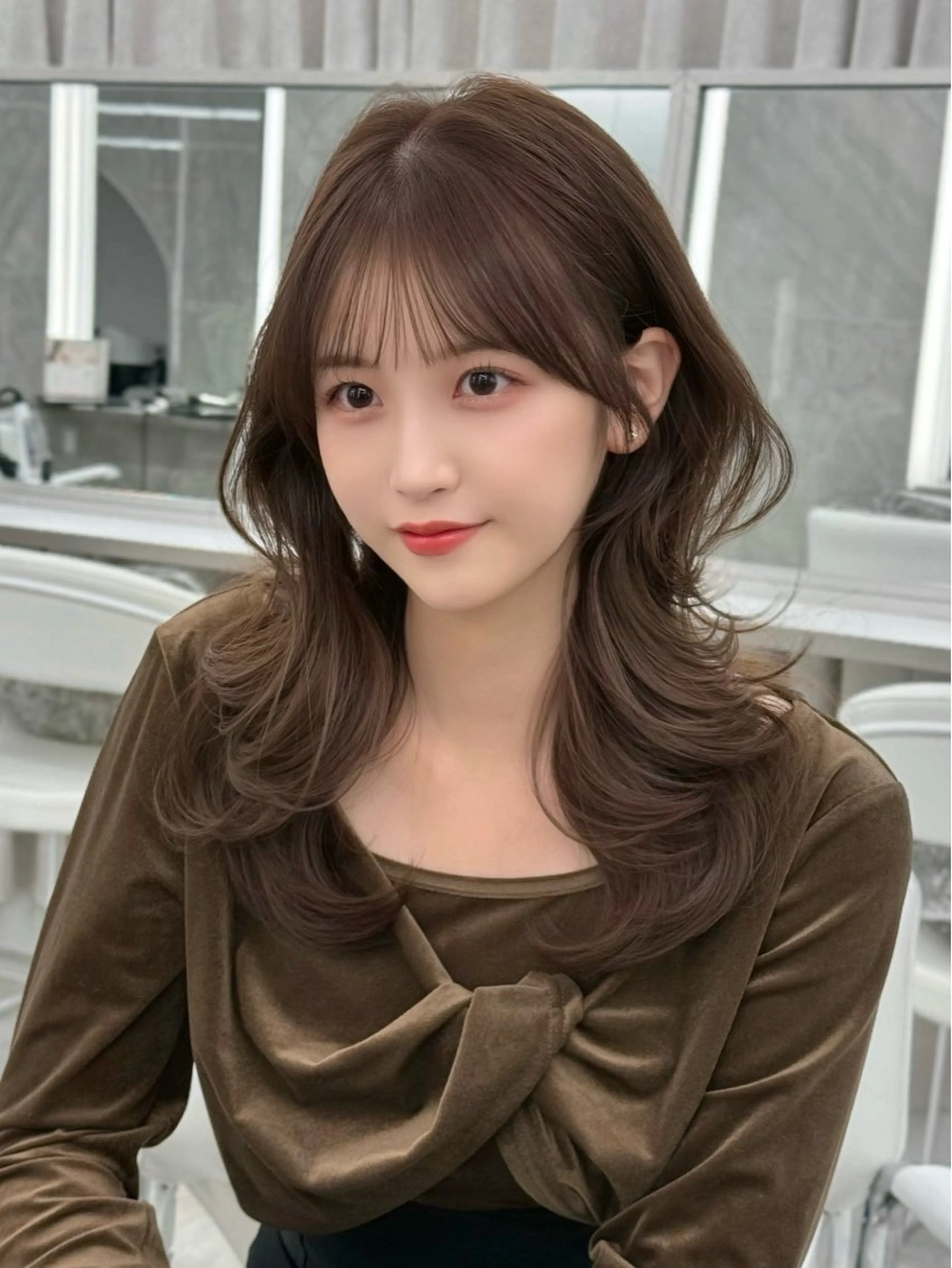 ミディアム カラー カット ヘアカラー トリートメント MAEUL luna所属・前髪顔周り/レイヤー 韓国/桔川恒のヘアスタイル