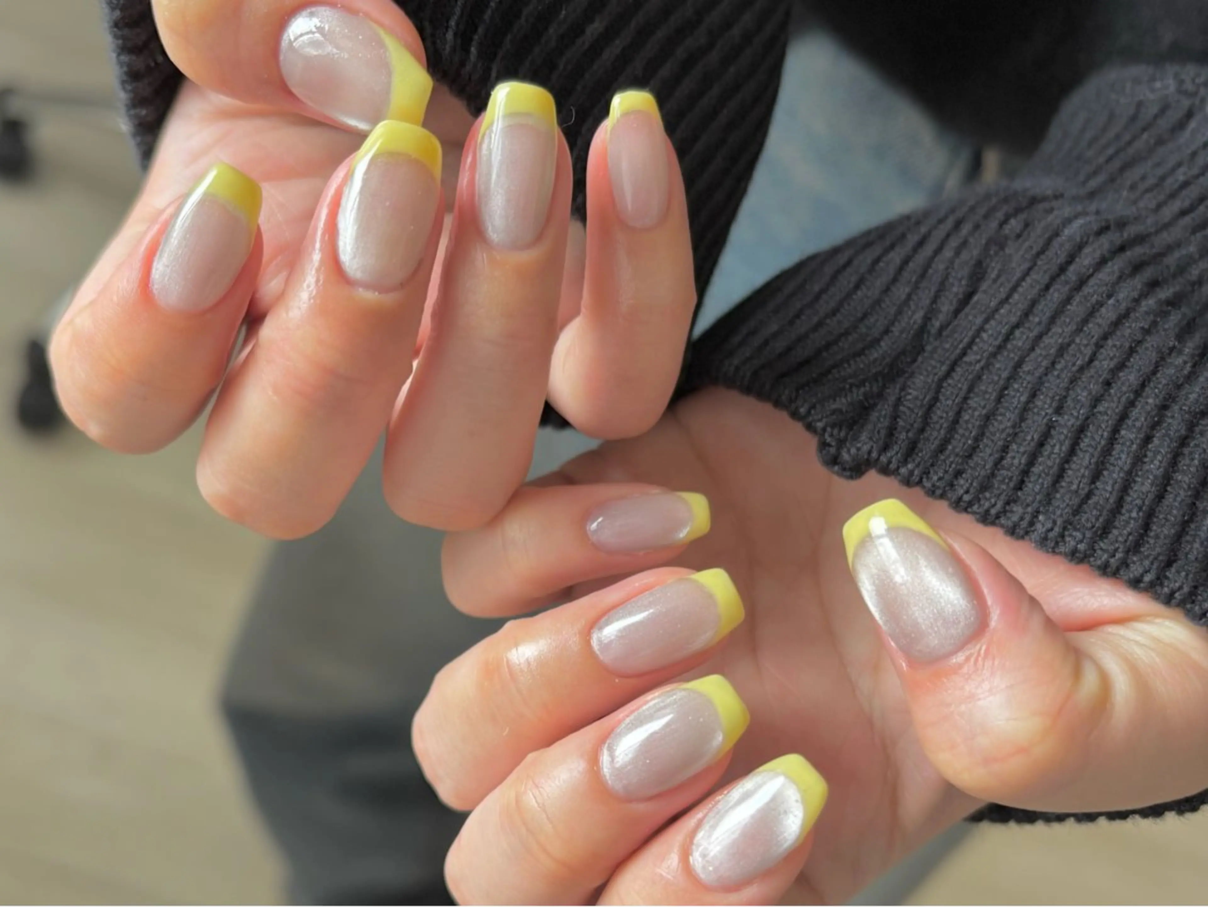 ネイル フレンチネイル パステルネイル 春ネイル 黄色 ハンドネイル epanouir mihoのネイルデザイン