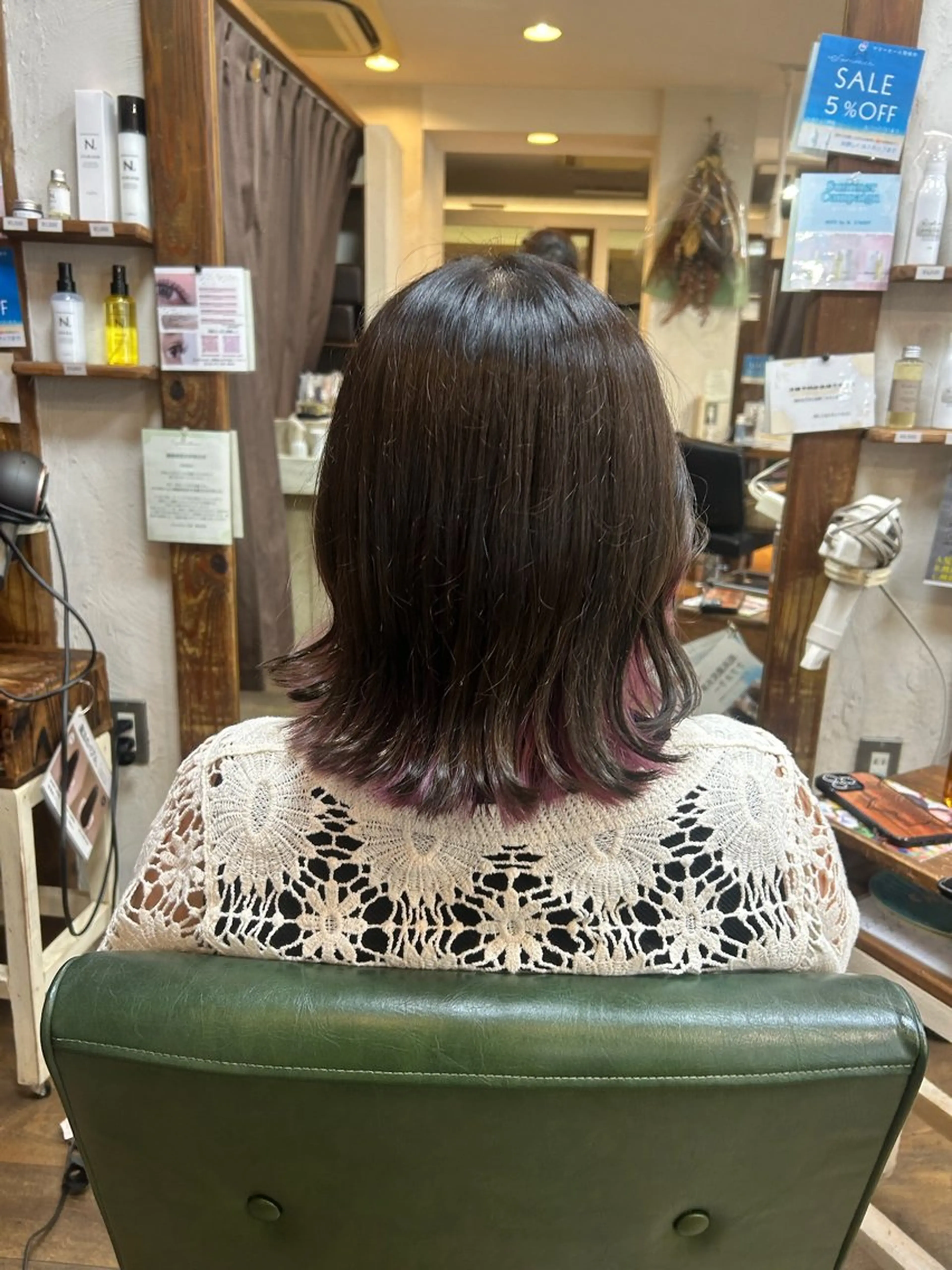 ミディアム カラー デザインカラー インナーカラー ヘアカラー 徳 永のヘアスタイル