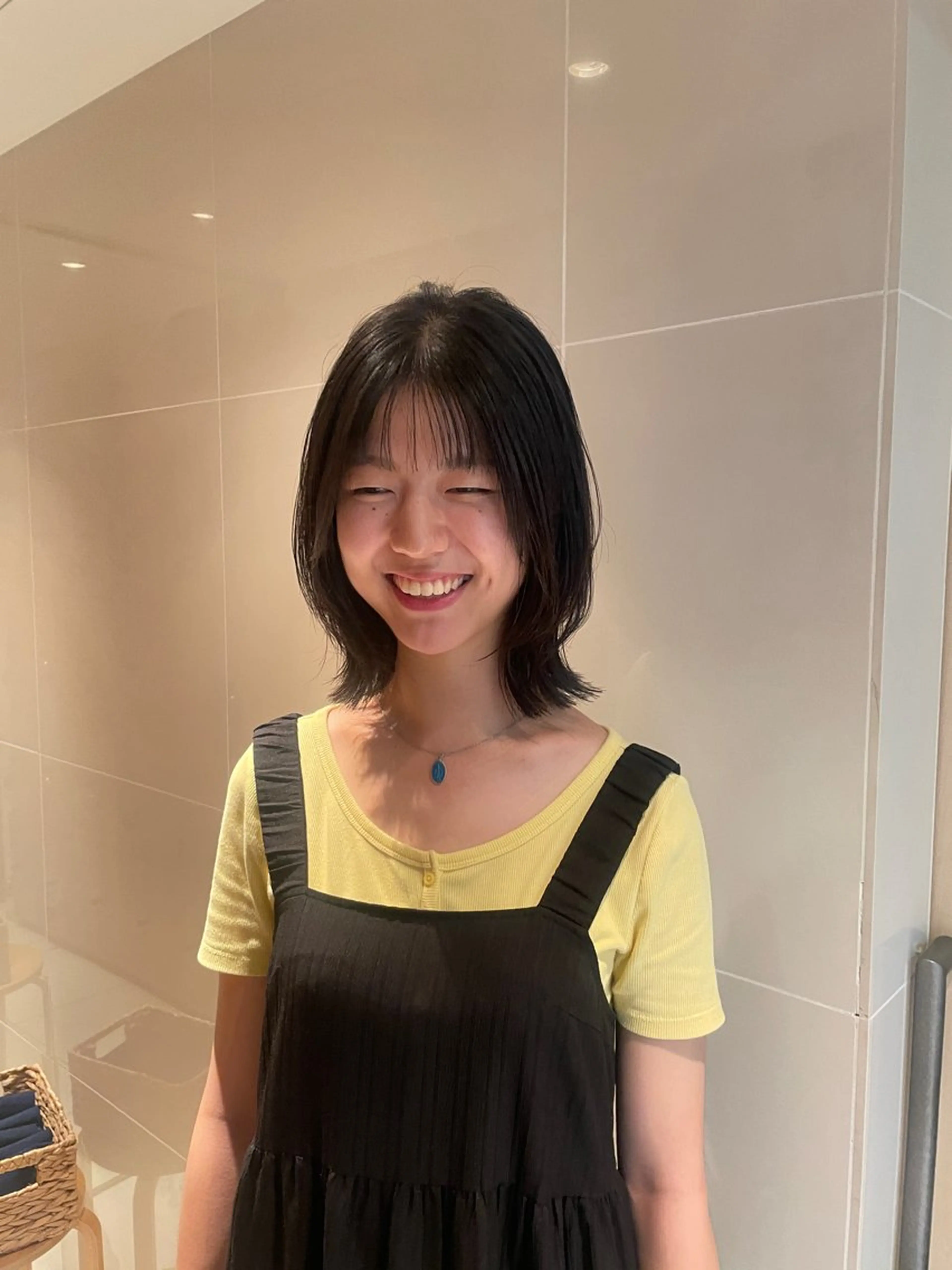 ミディアム ボブ くびれヘア レイヤーカット 小顔カット カット 縮毛矯正/レイヤー /ひかるのヘアスタイル