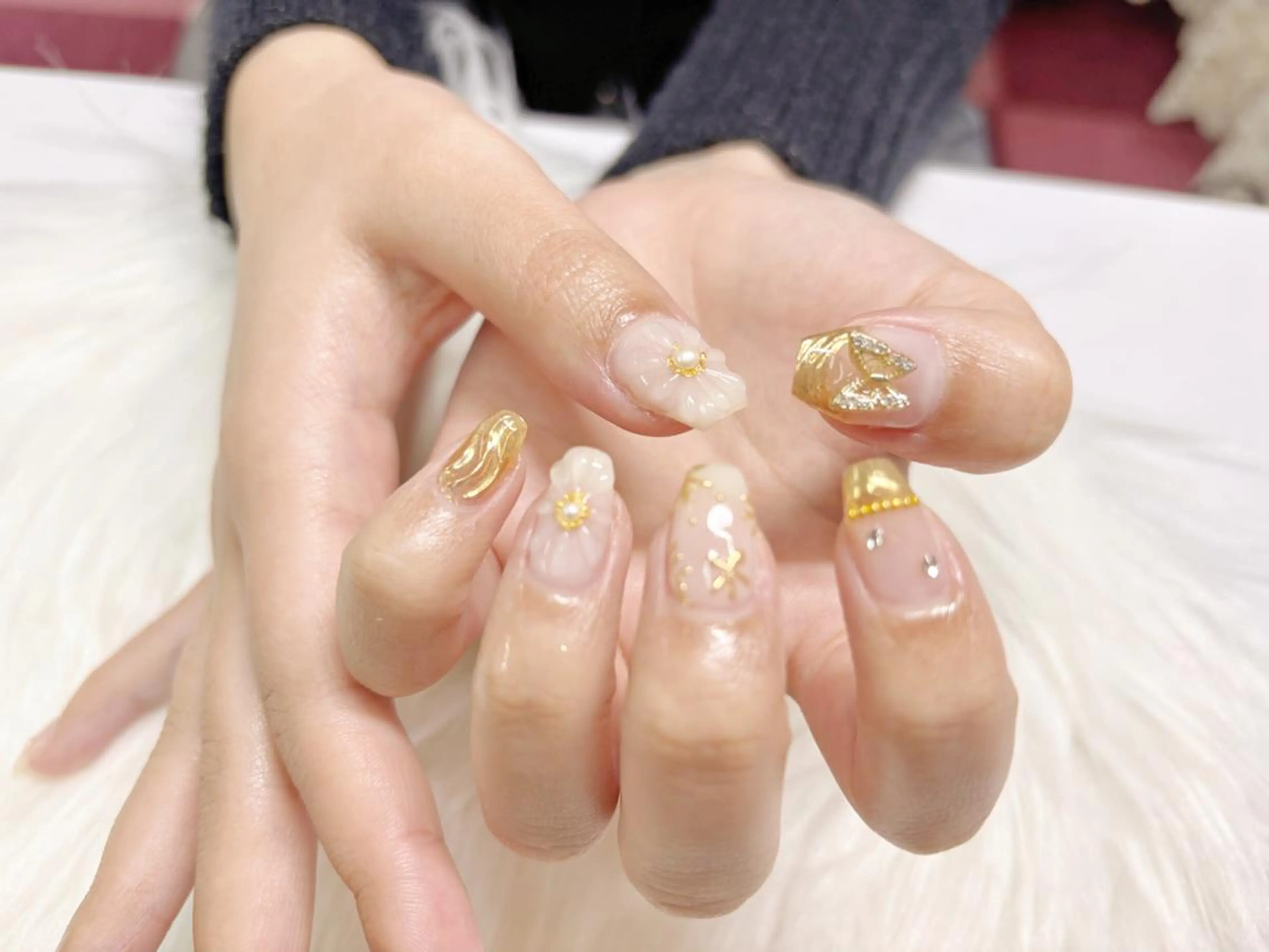 ネイル 長さ出し ジェルネイル 持ち込み パラジェル 春ネイル ハンドネイル リラネイル Aikenのネイルデザイン