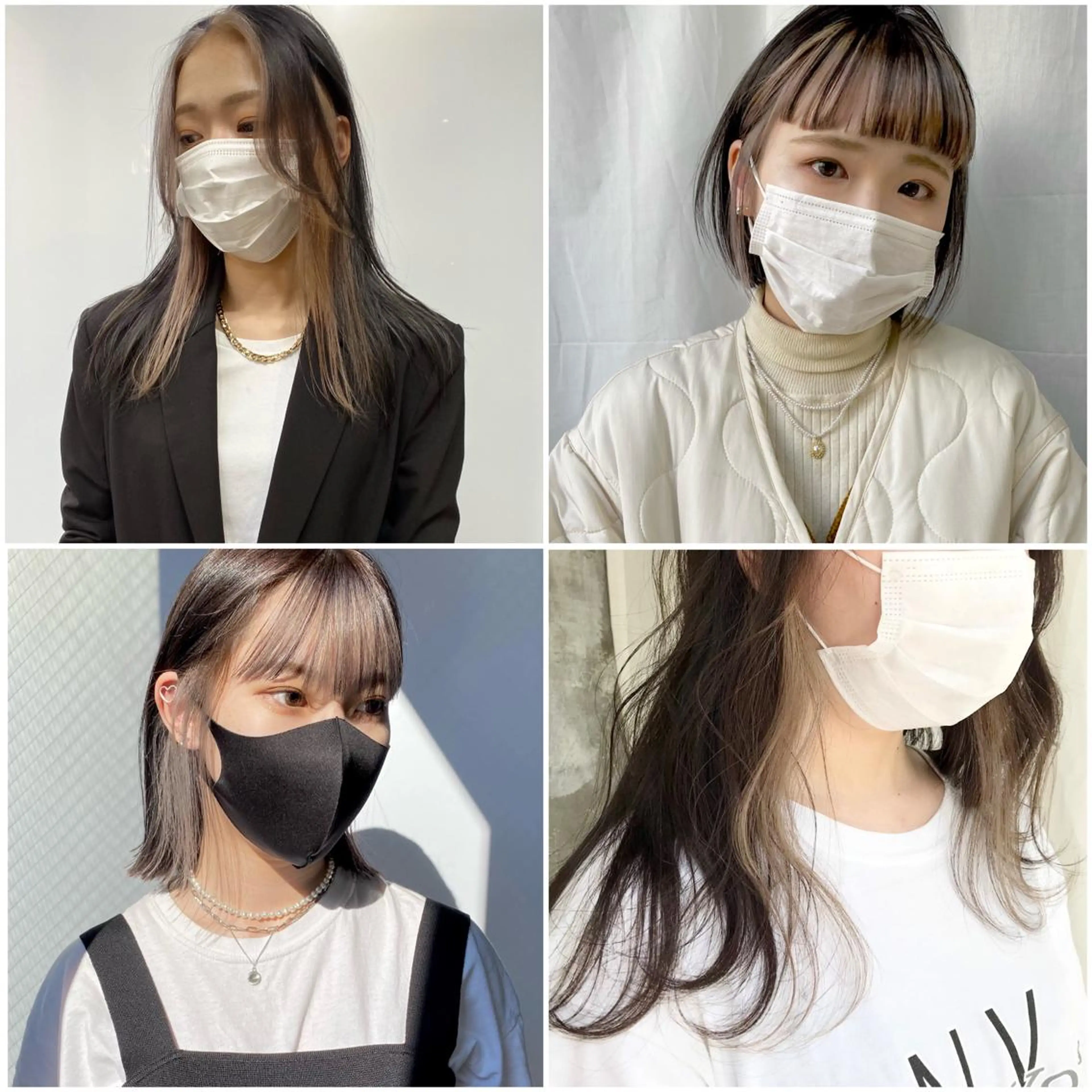 ミディアム カラー ベージュカラー ブリーチ ハイトーンカラー インナーカラー ホワイトベージュ Piaコータロー ハイトーン&‪ボブのヘアスタイル