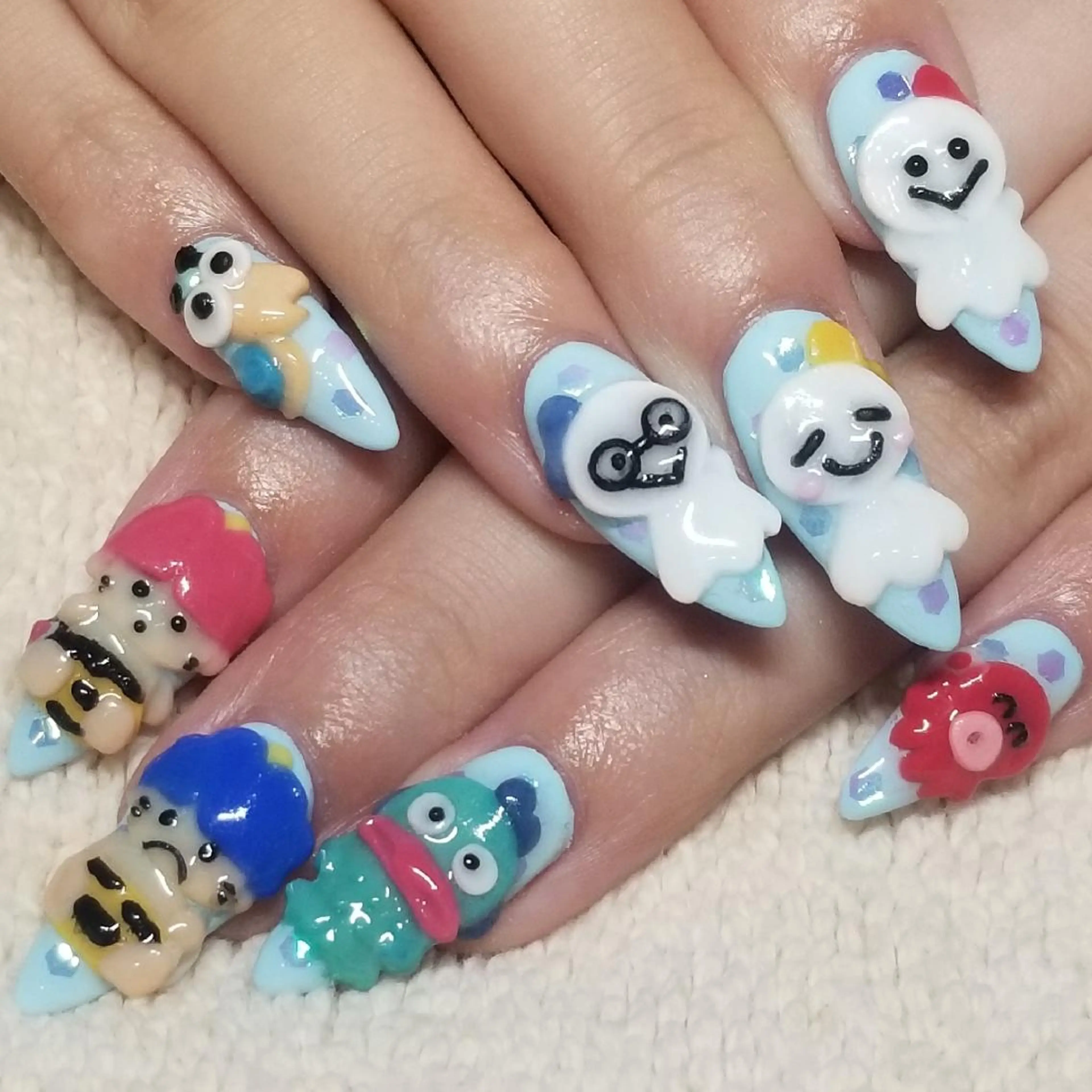 ネイル ドット 水色 ワンカラーネイル ハンドネイル よしだ ひろきのネイルデザイン